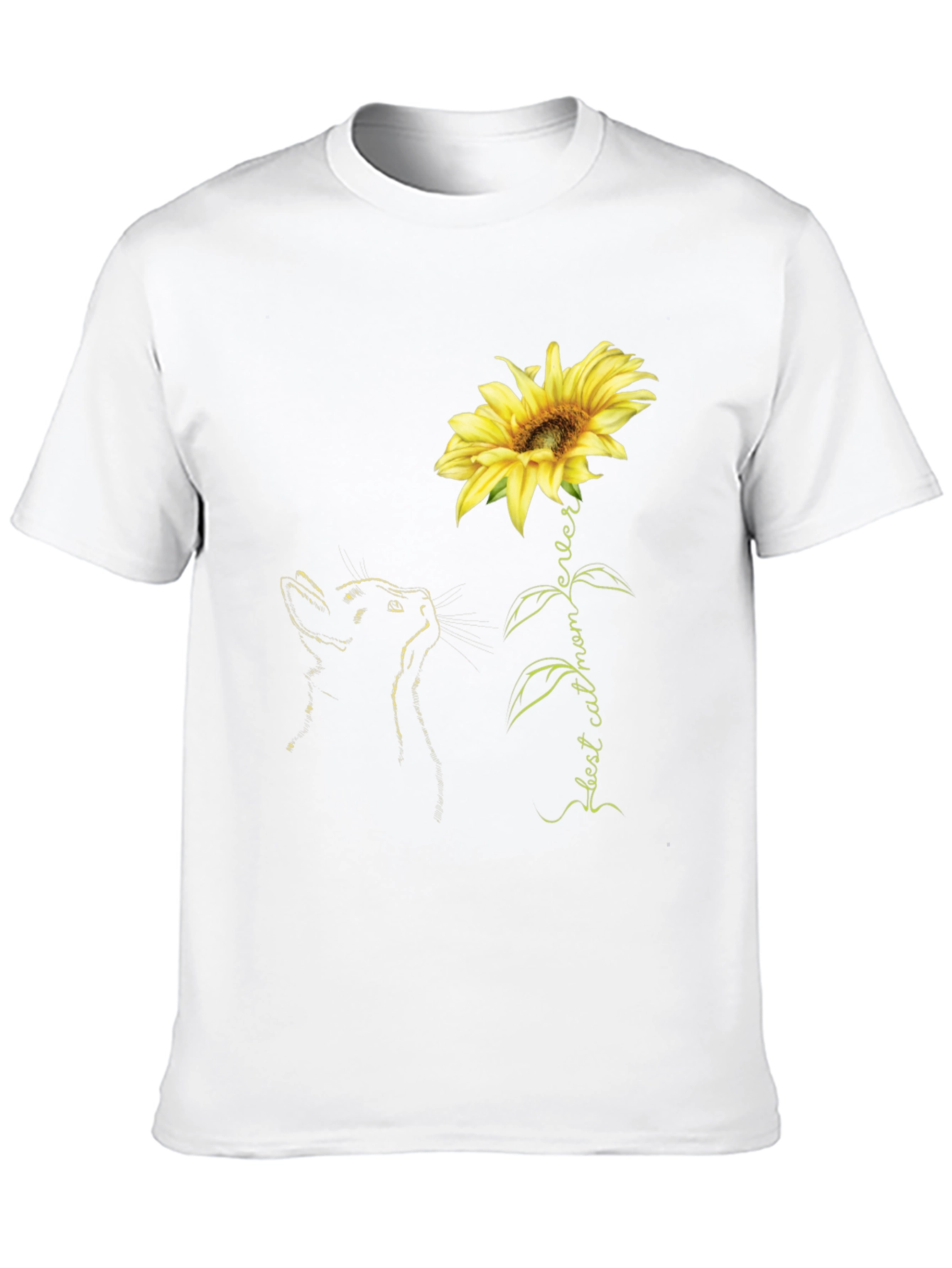 Best Cat Mom Ever Sunflower Black T-Shirt