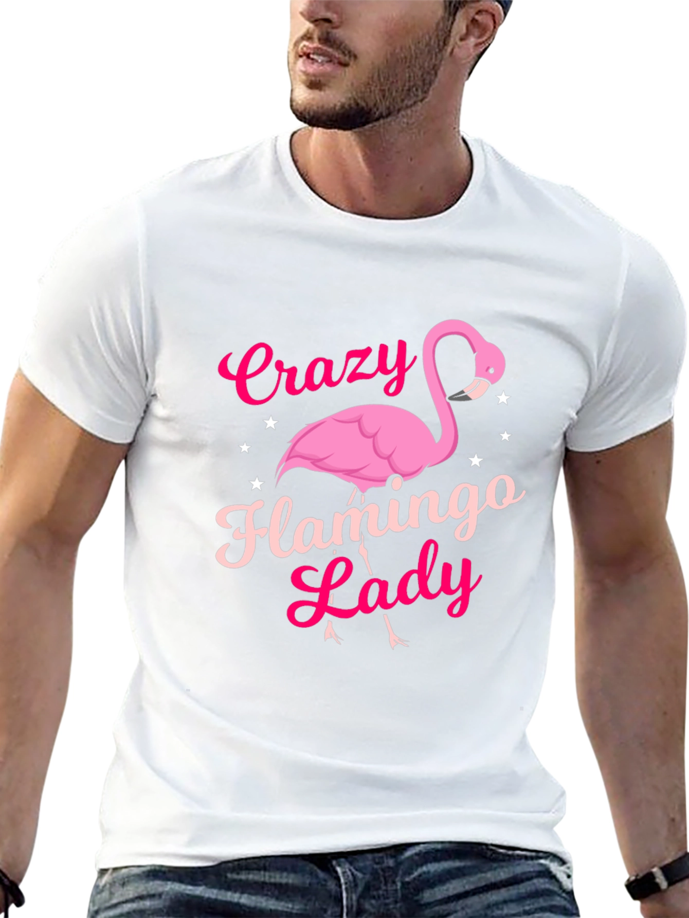 Crazy Flamingo Lady T-Shirt - Novelty Graphic Tee