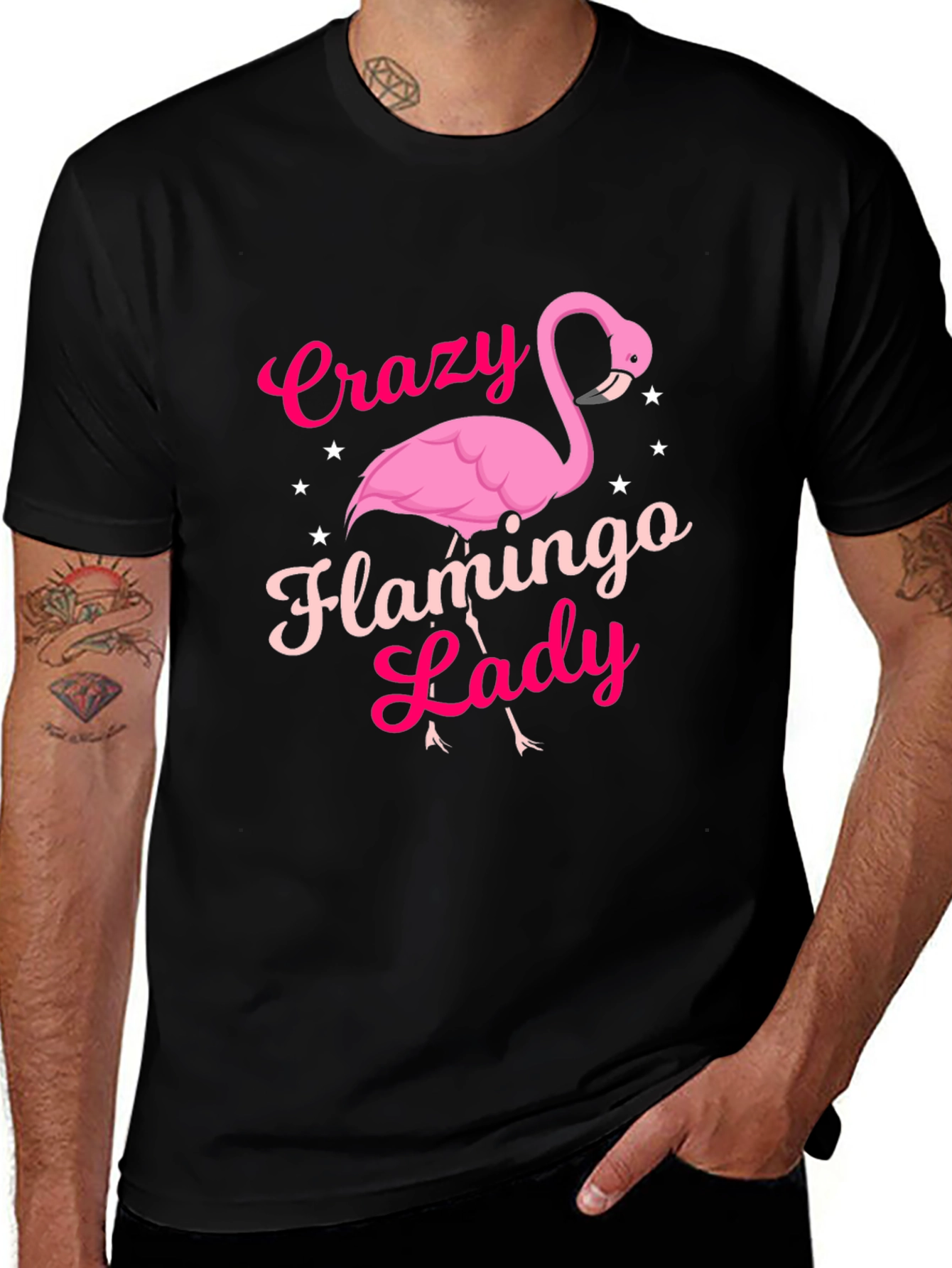 Crazy Flamingo Lady T-Shirt - Novelty Graphic Tee