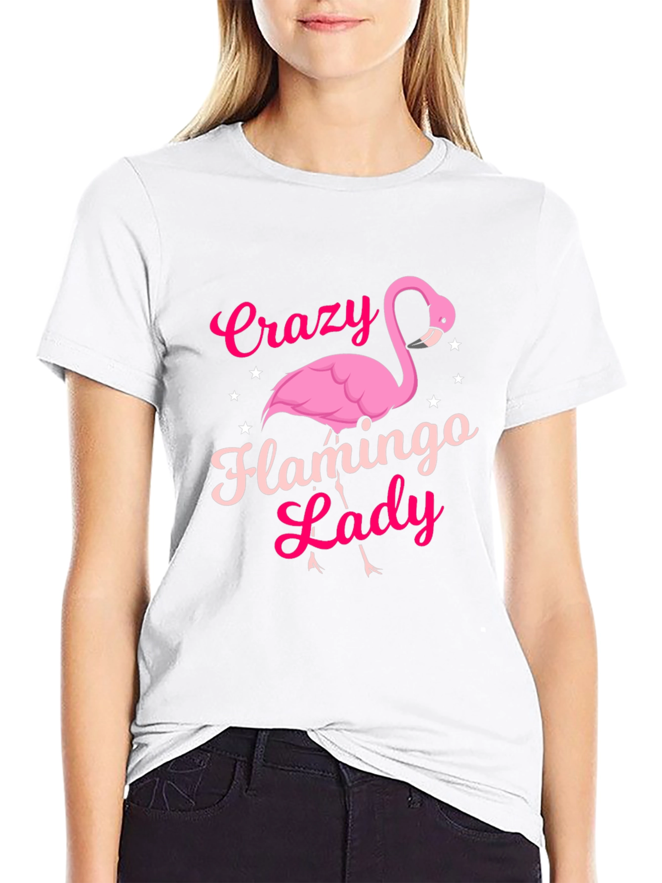 Crazy Flamingo Lady T-Shirt - Novelty Graphic Tee