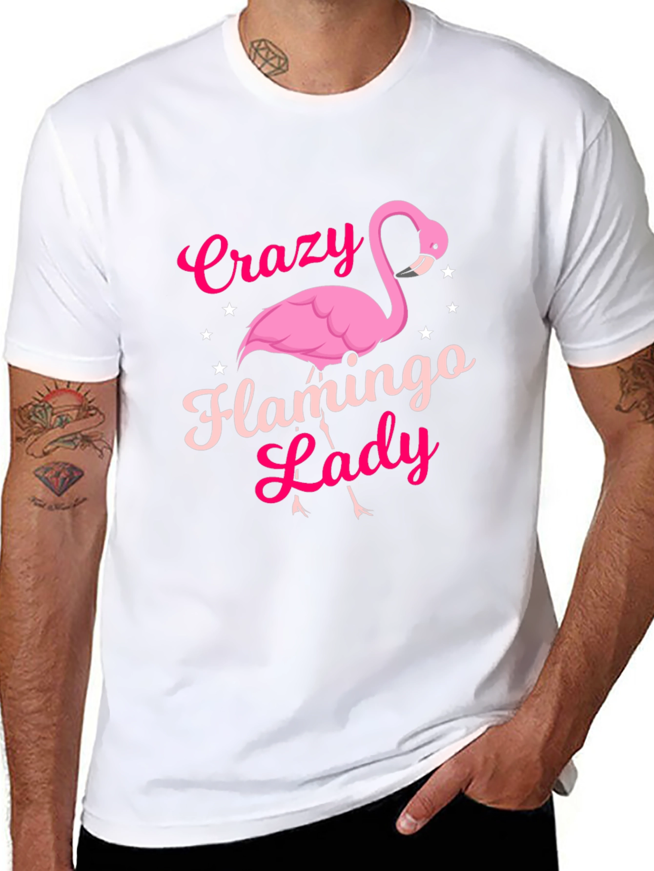 Crazy Flamingo Lady T-Shirt - Novelty Graphic Tee