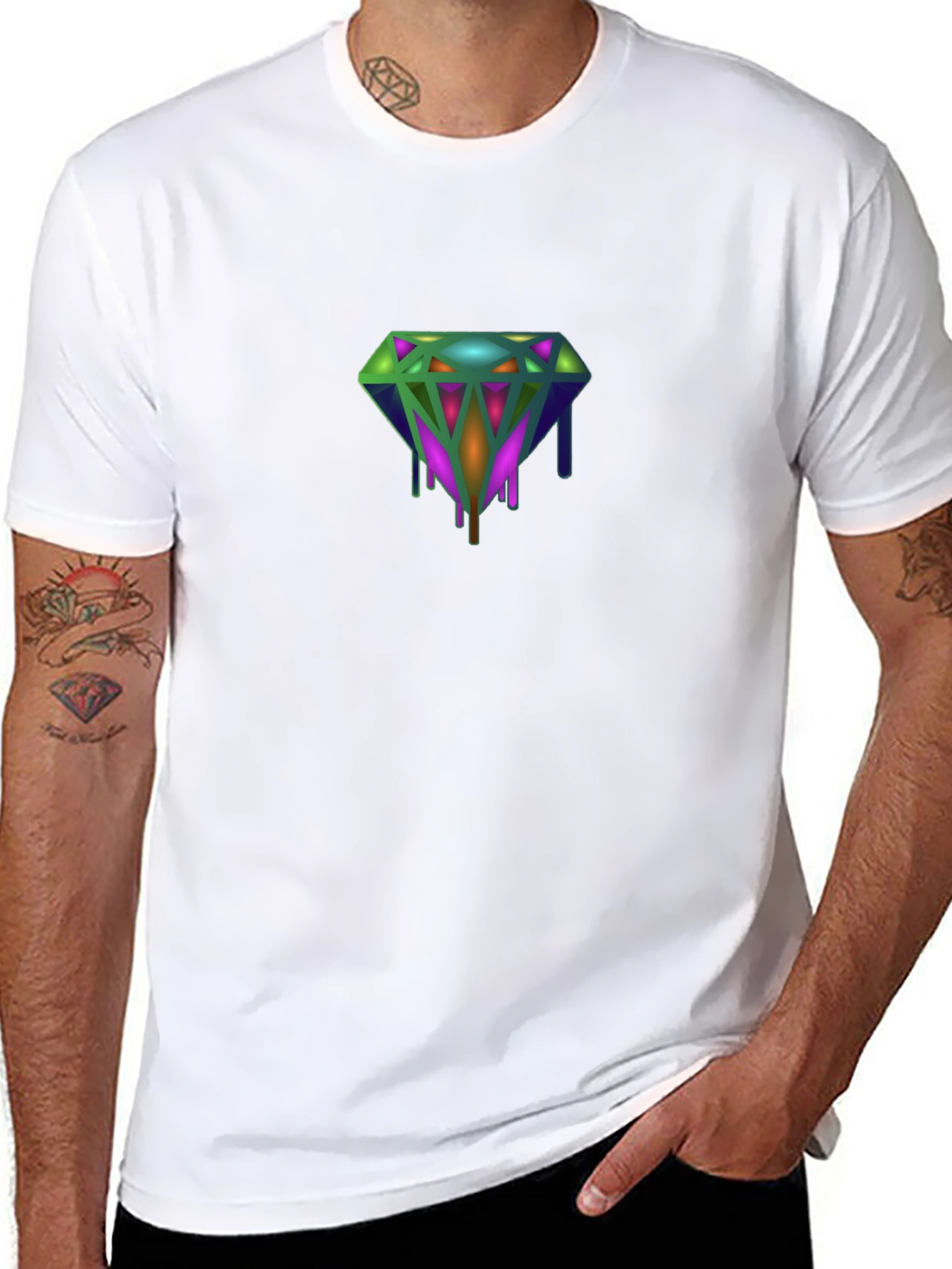 Dripping Diamond Graphic Tee - Modern Style