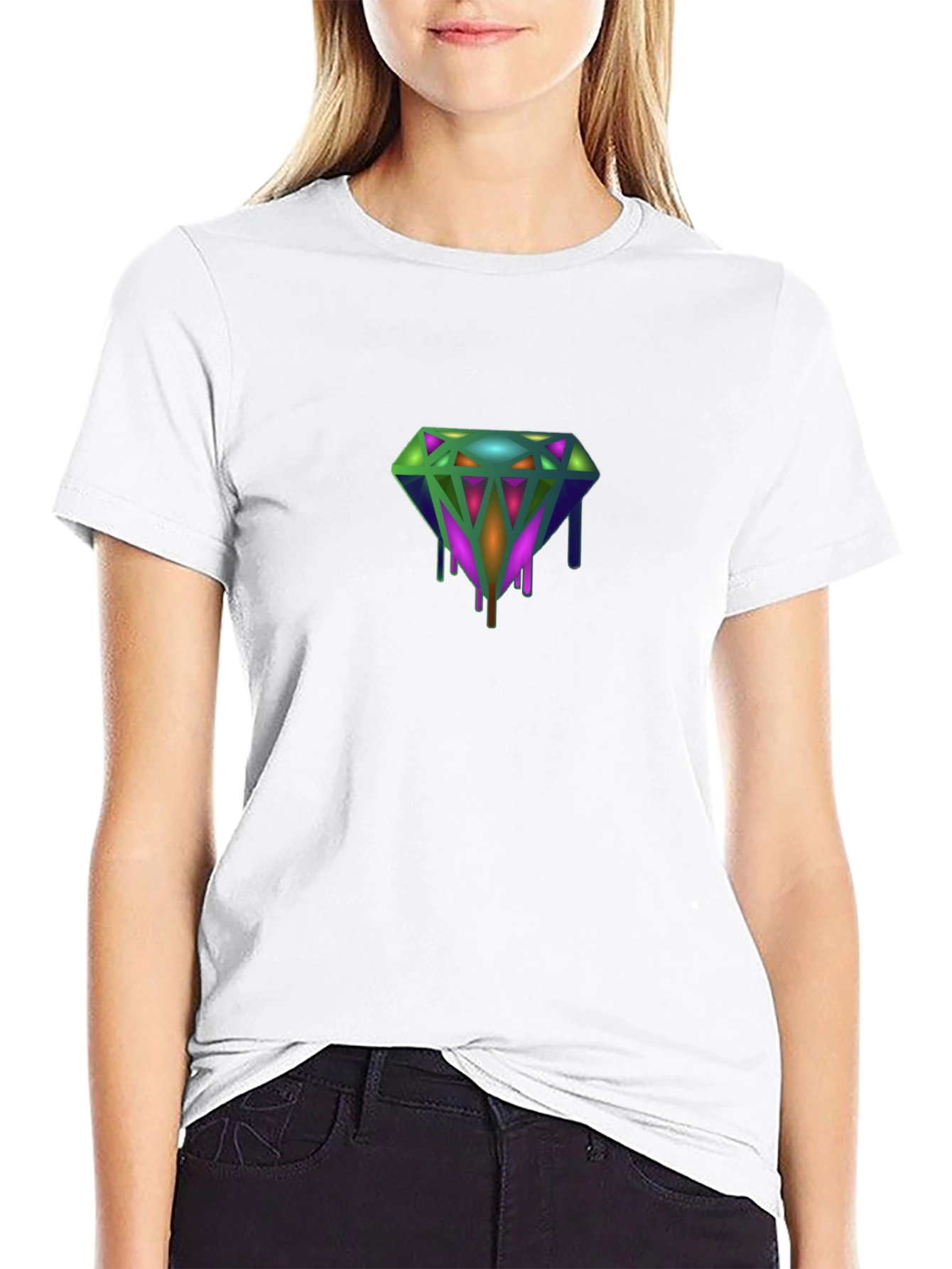 Dripping Diamond Graphic Tee - Modern Style