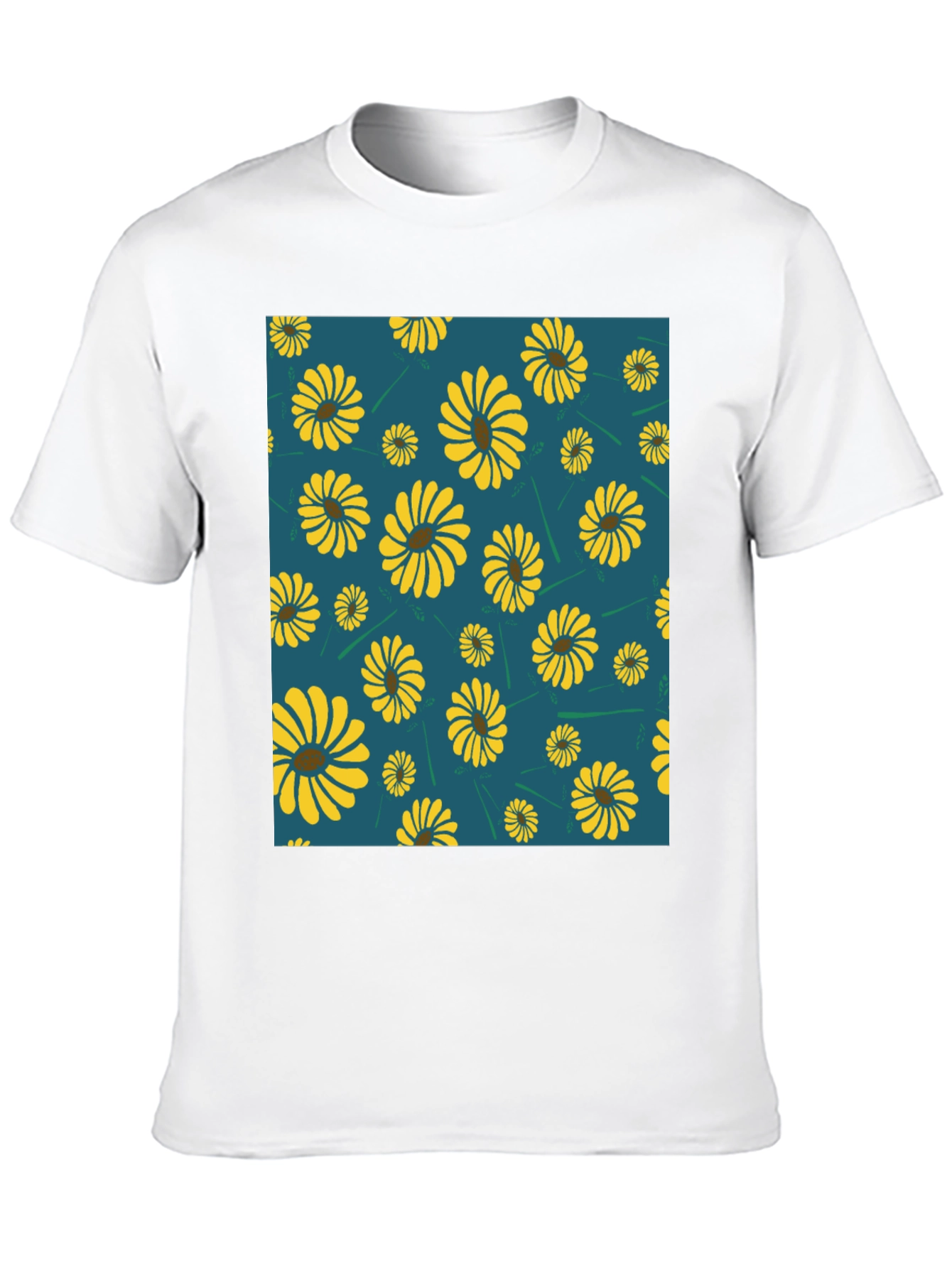Sunflower Pattern Graphic Tee - Modern Casual Style