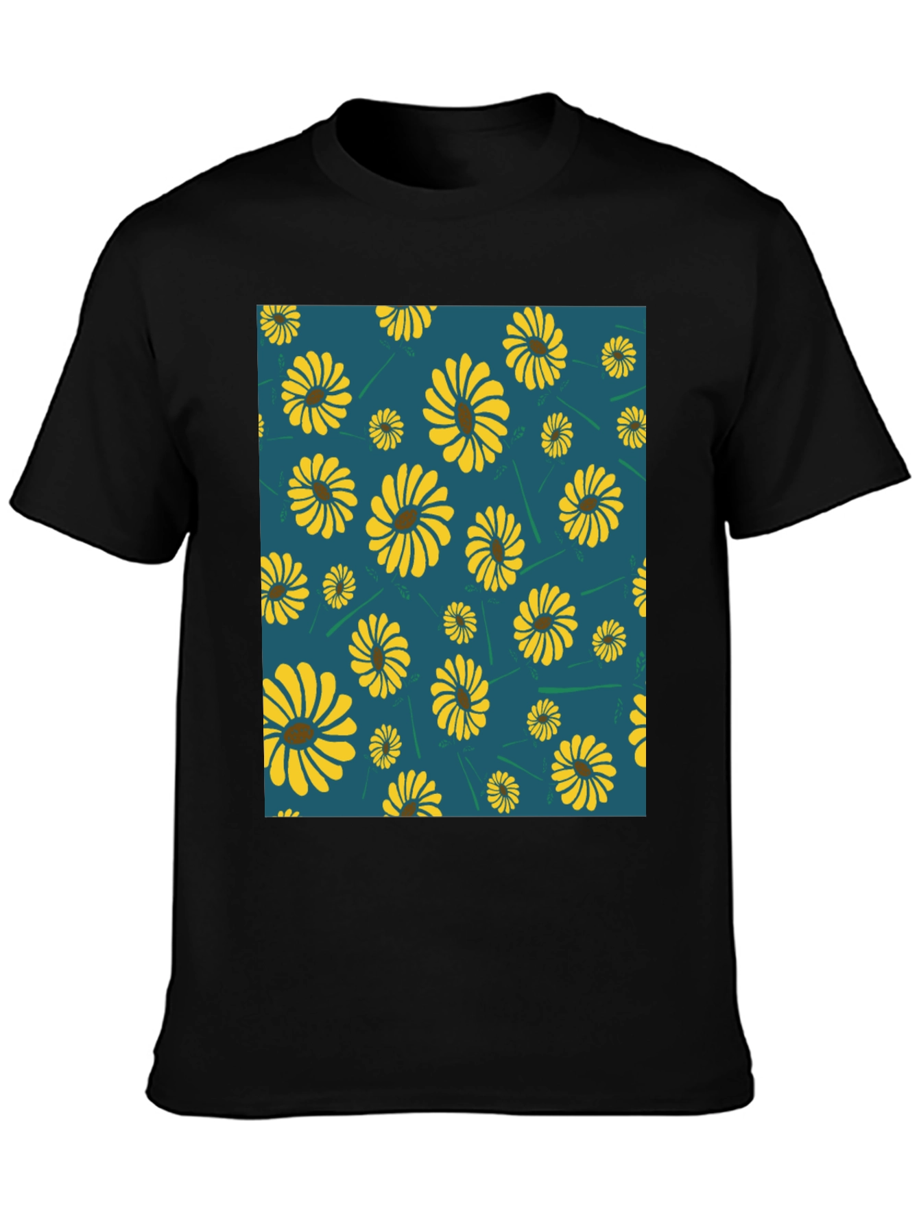 Sunflower Pattern Graphic Tee - Modern Casual Style
