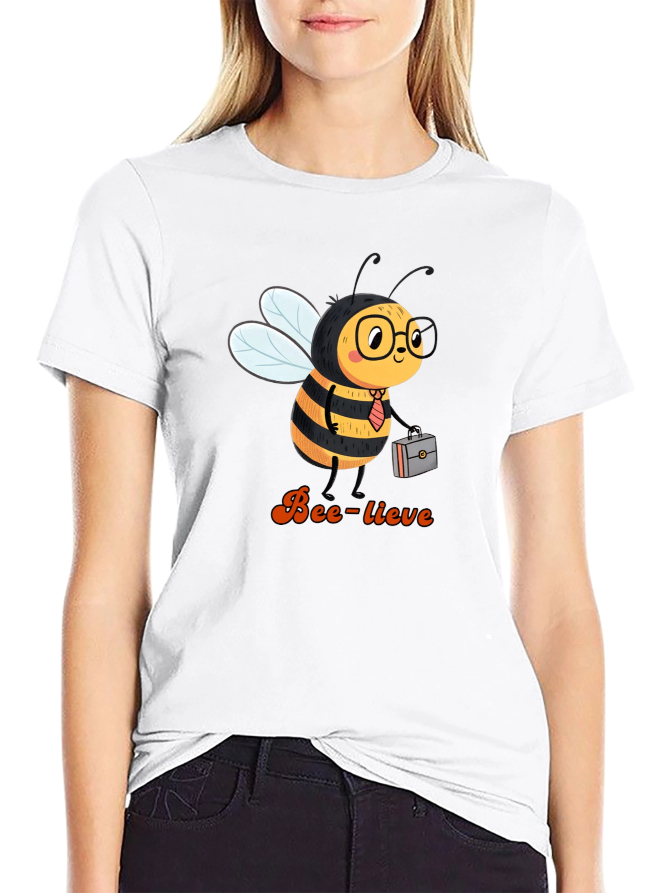 Bee-lieve Graphic Tee - Black Cotton T-Shirt