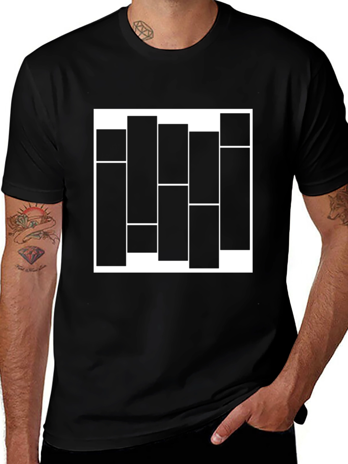 Modern Graphic Tee - Black T-Shirt with Abstract Design