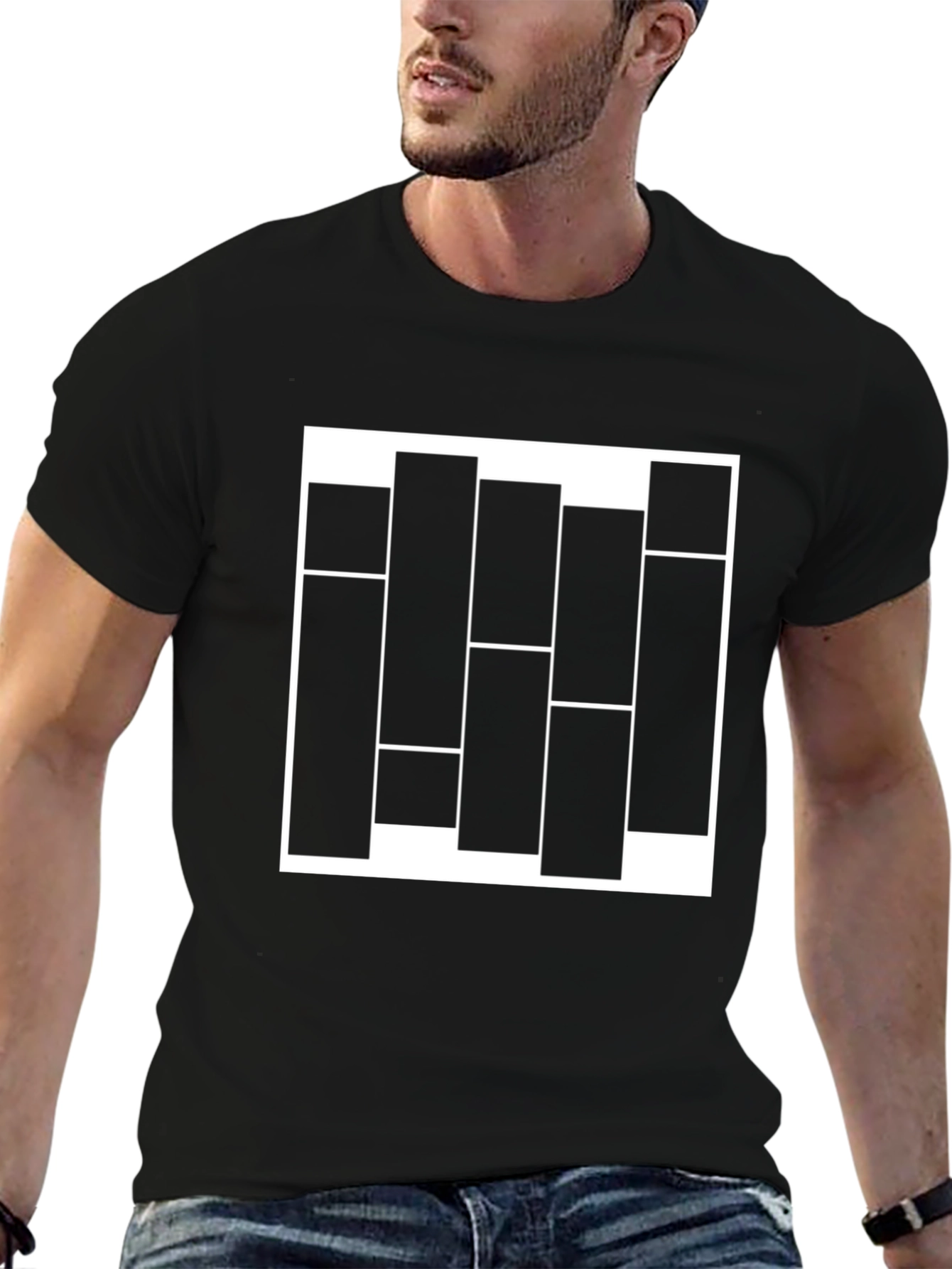 Modern Graphic Tee - Black T-Shirt with Abstract Design
