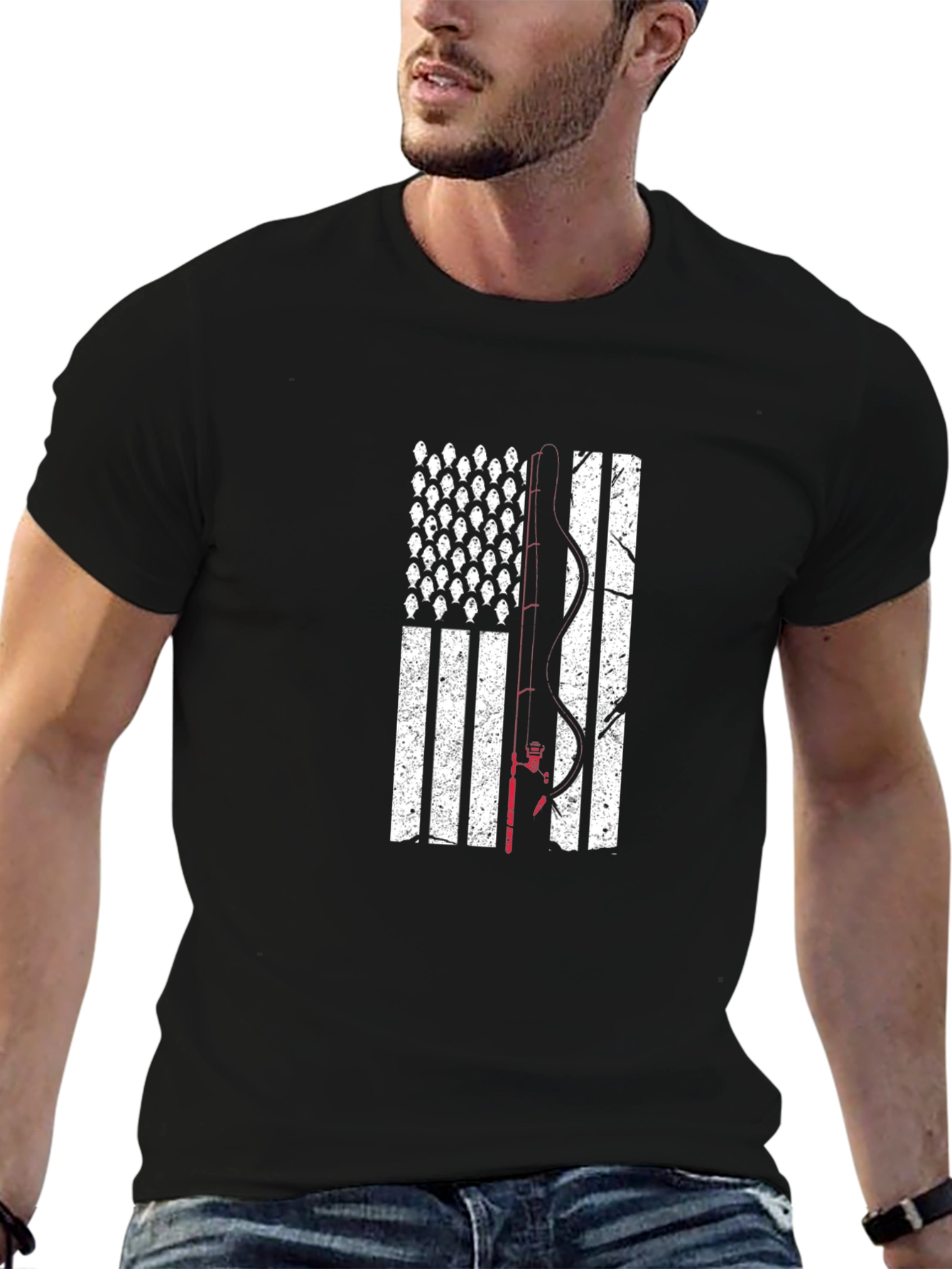Fishing American Flag T-Shirt
