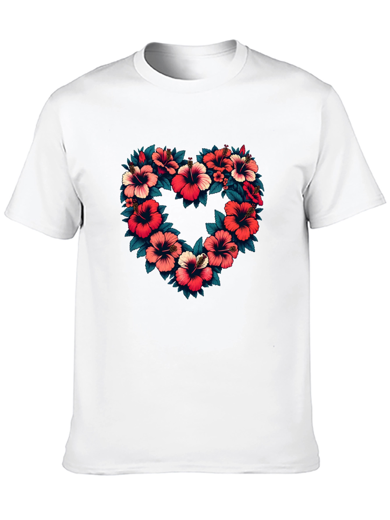 Floral Heart Graphic Black T-Shirt