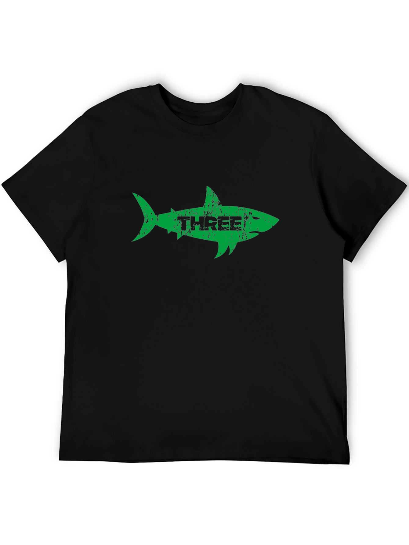 Three Shark Graphic Tee - Stylish Mens Black T-Shirt