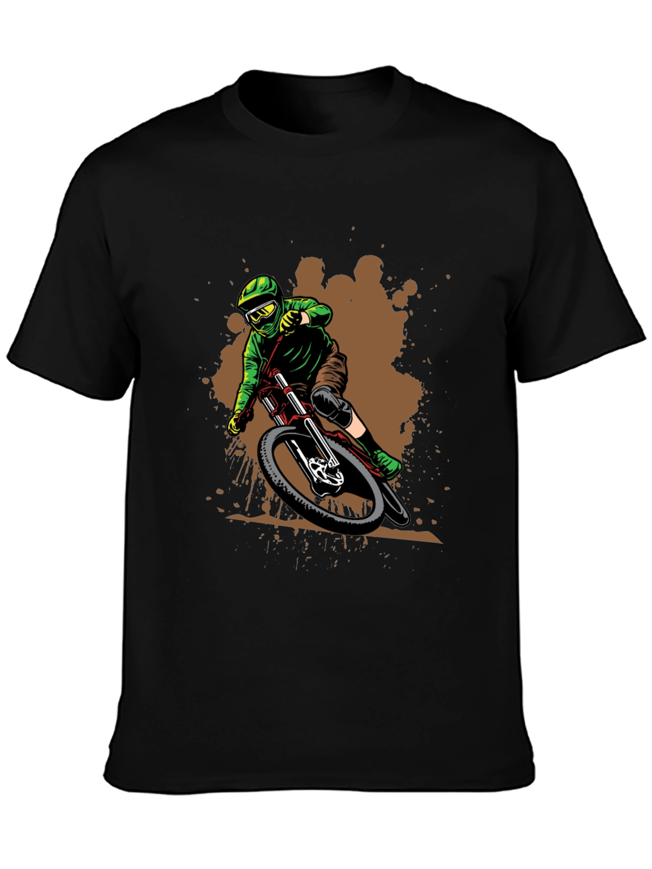 Mountain Biker Graphic Tee - Black Cotton Shirt