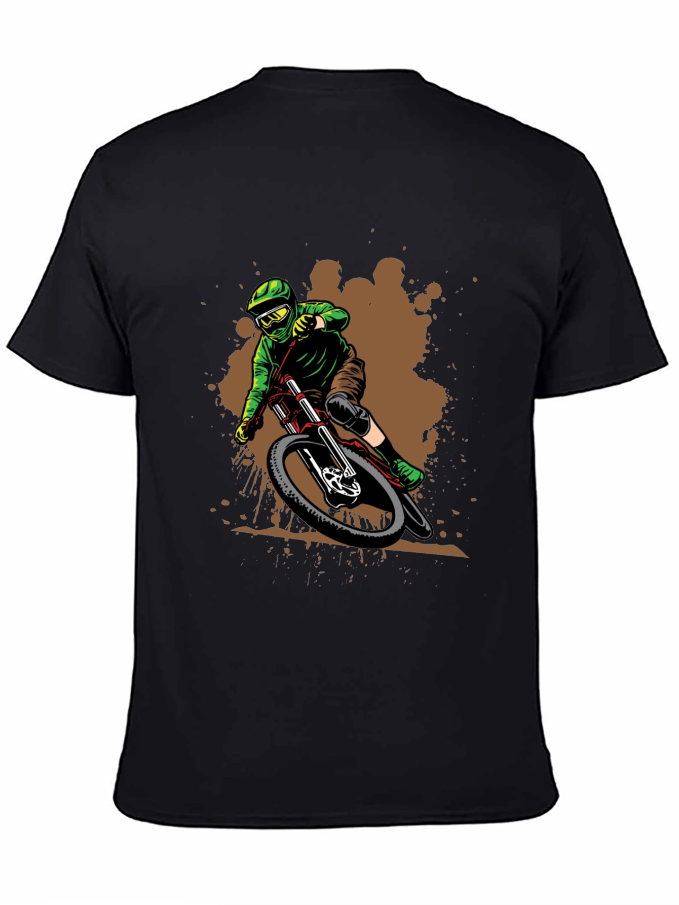 Mountain Biker Graphic Tee - Black Cotton Shirt