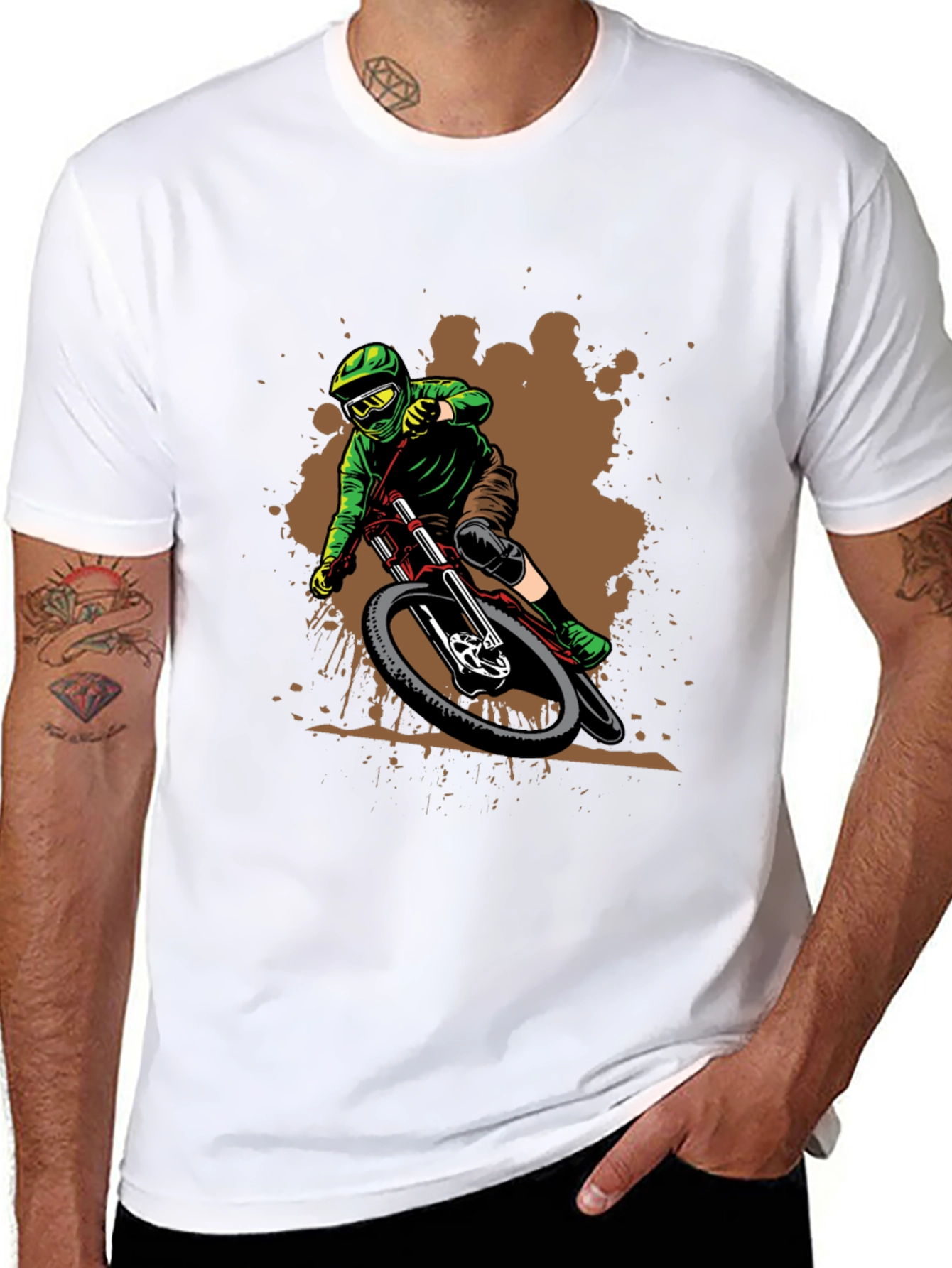 Mountain Biker Graphic Tee - Black Cotton Shirt