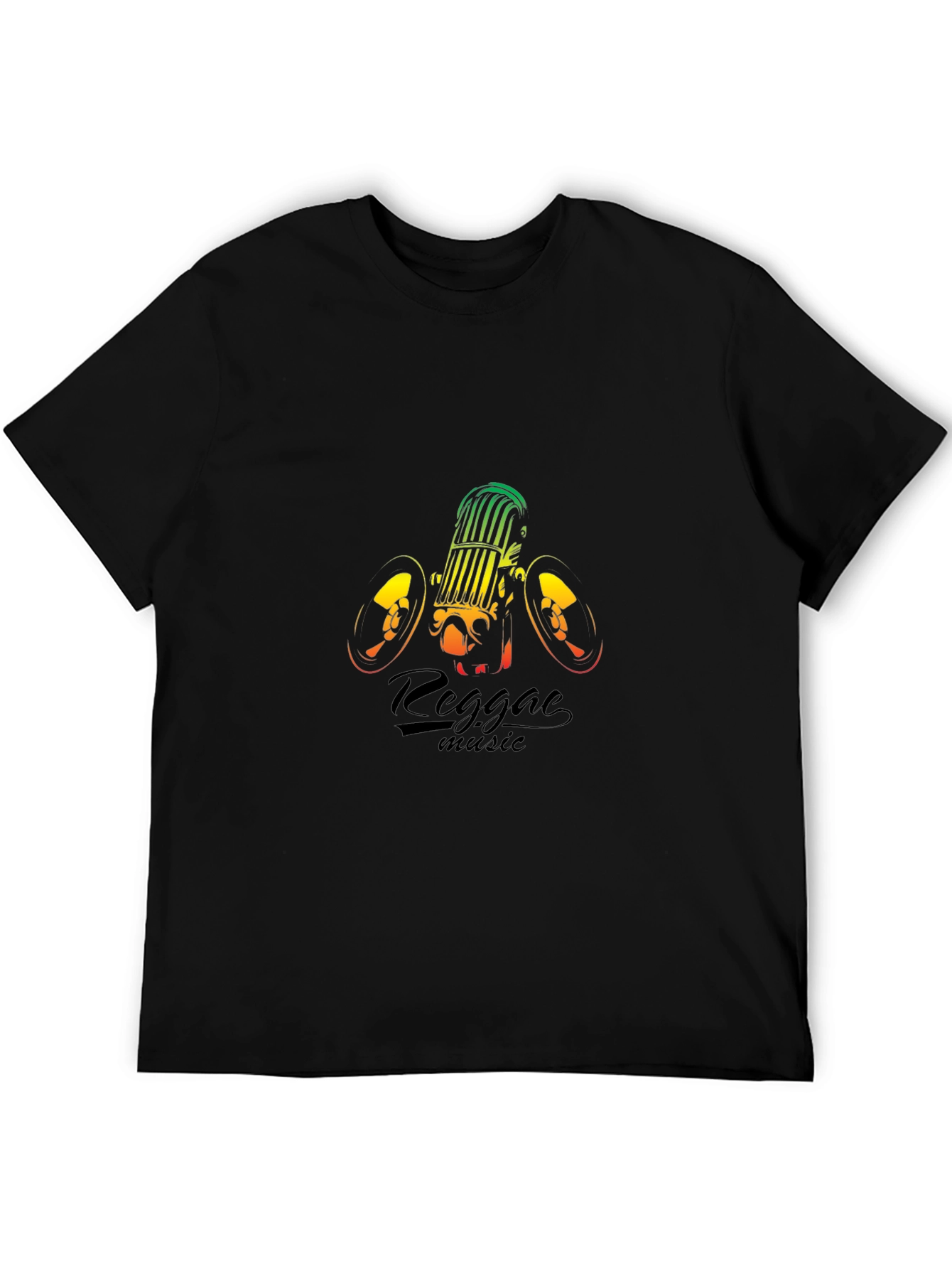 Reggae Music Graphic Tee - Black Cotton T-Shirt