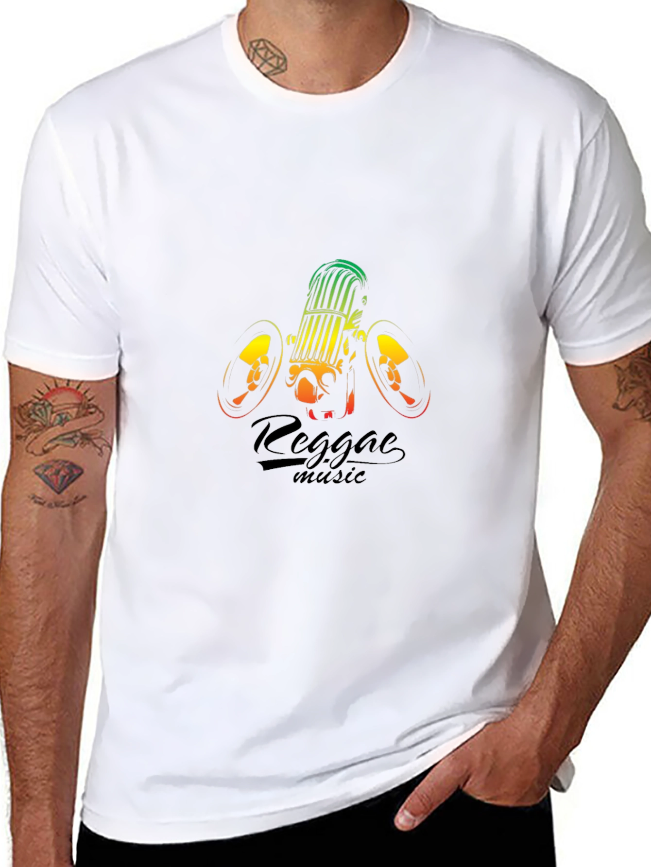 Reggae Music Graphic Tee - Black Cotton T-Shirt