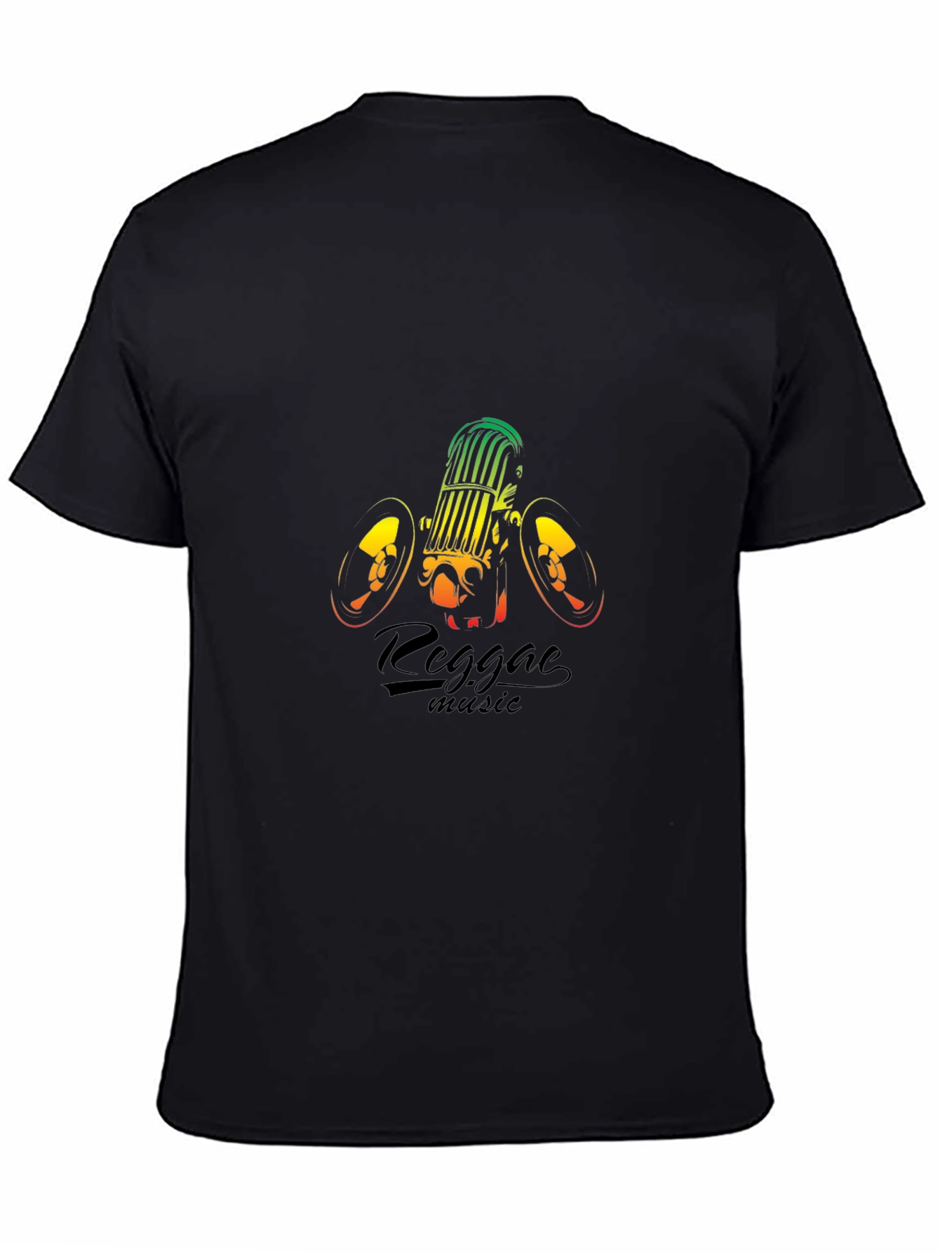 Reggae Music Graphic Tee - Black Cotton T-Shirt