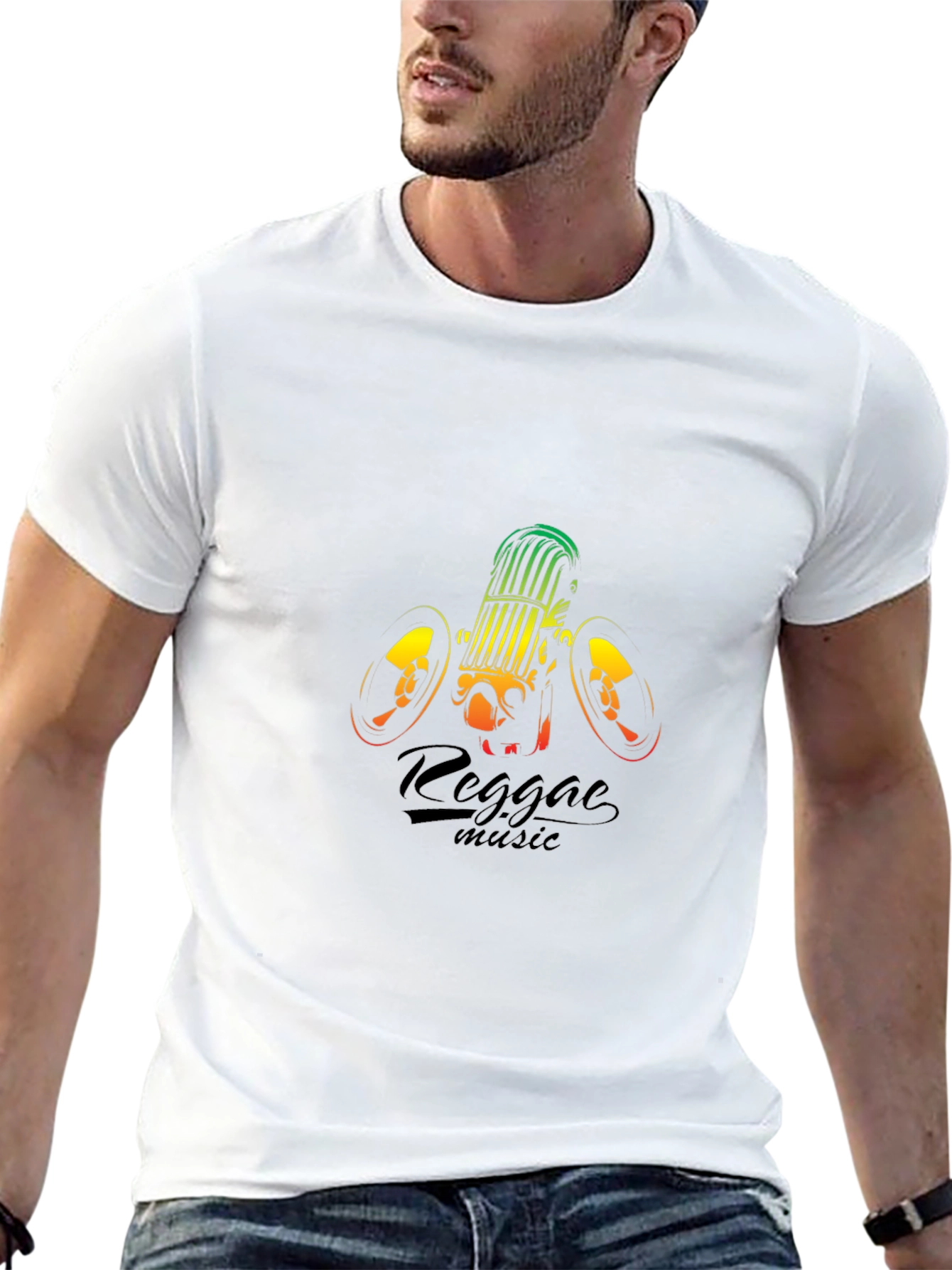 Reggae Music Graphic Tee - Black Cotton T-Shirt