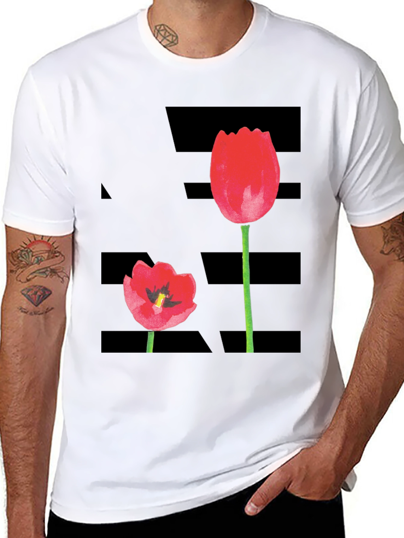 Tulip Graphic Tee - Modern Floral Design