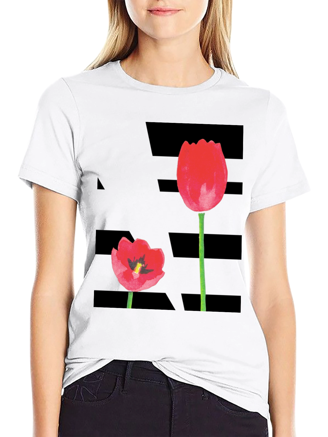 Tulip Graphic Tee - Modern Floral Design