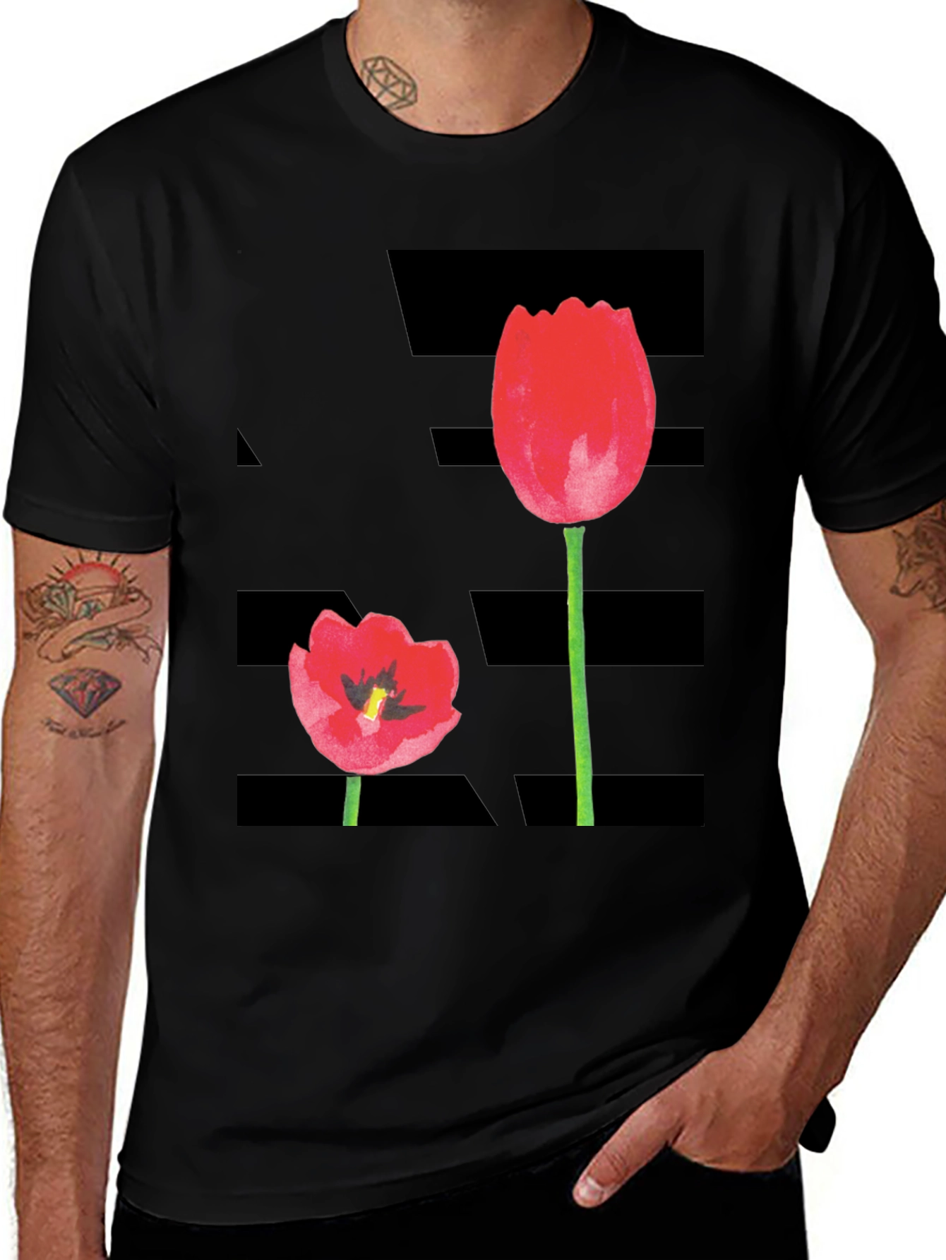 Tulip Graphic Tee - Modern Floral Design