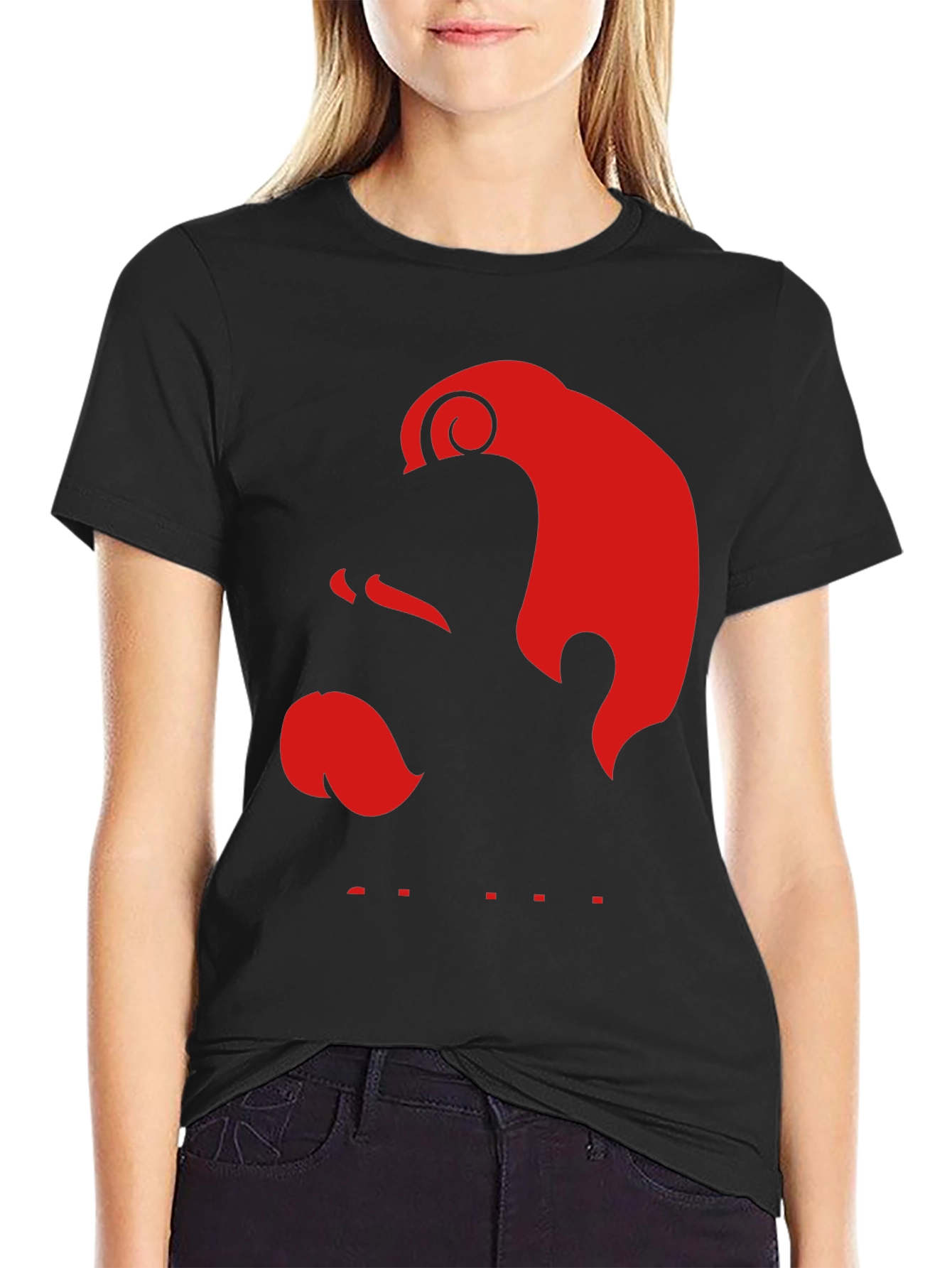 Red Silhouette Graphic Black T-Shirt