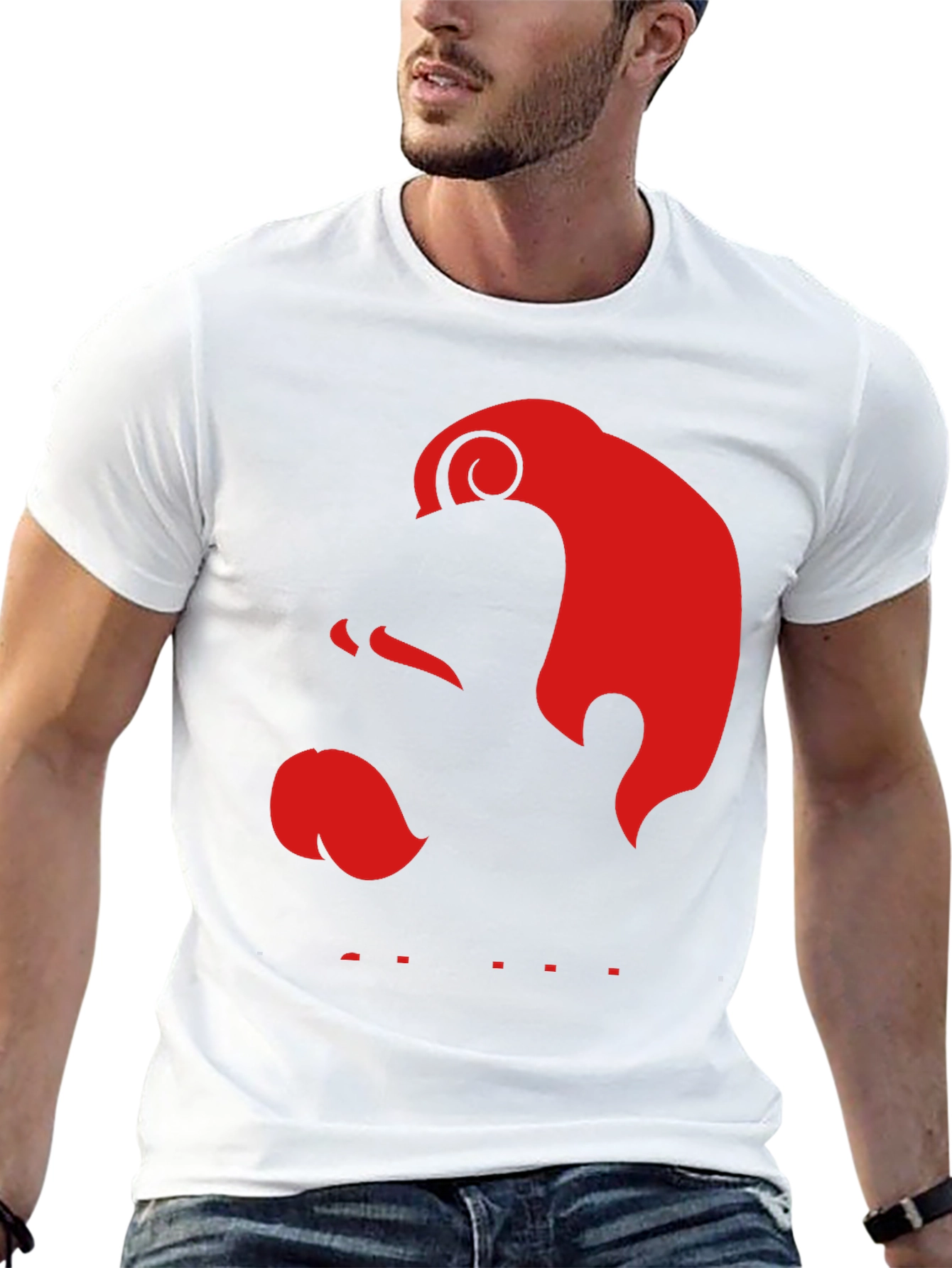 Red Silhouette Graphic Black T-Shirt