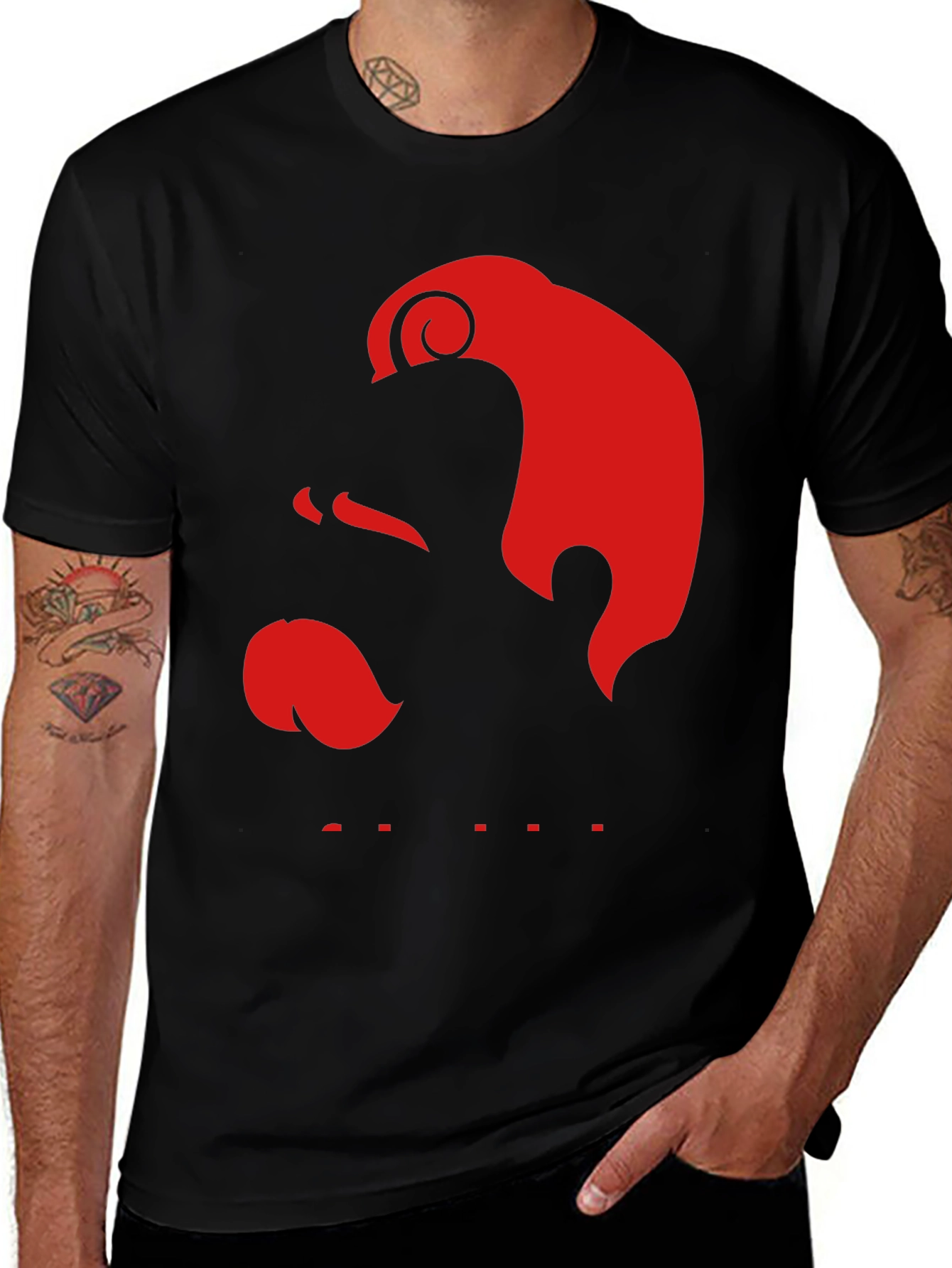 Red Silhouette Graphic Black T-Shirt