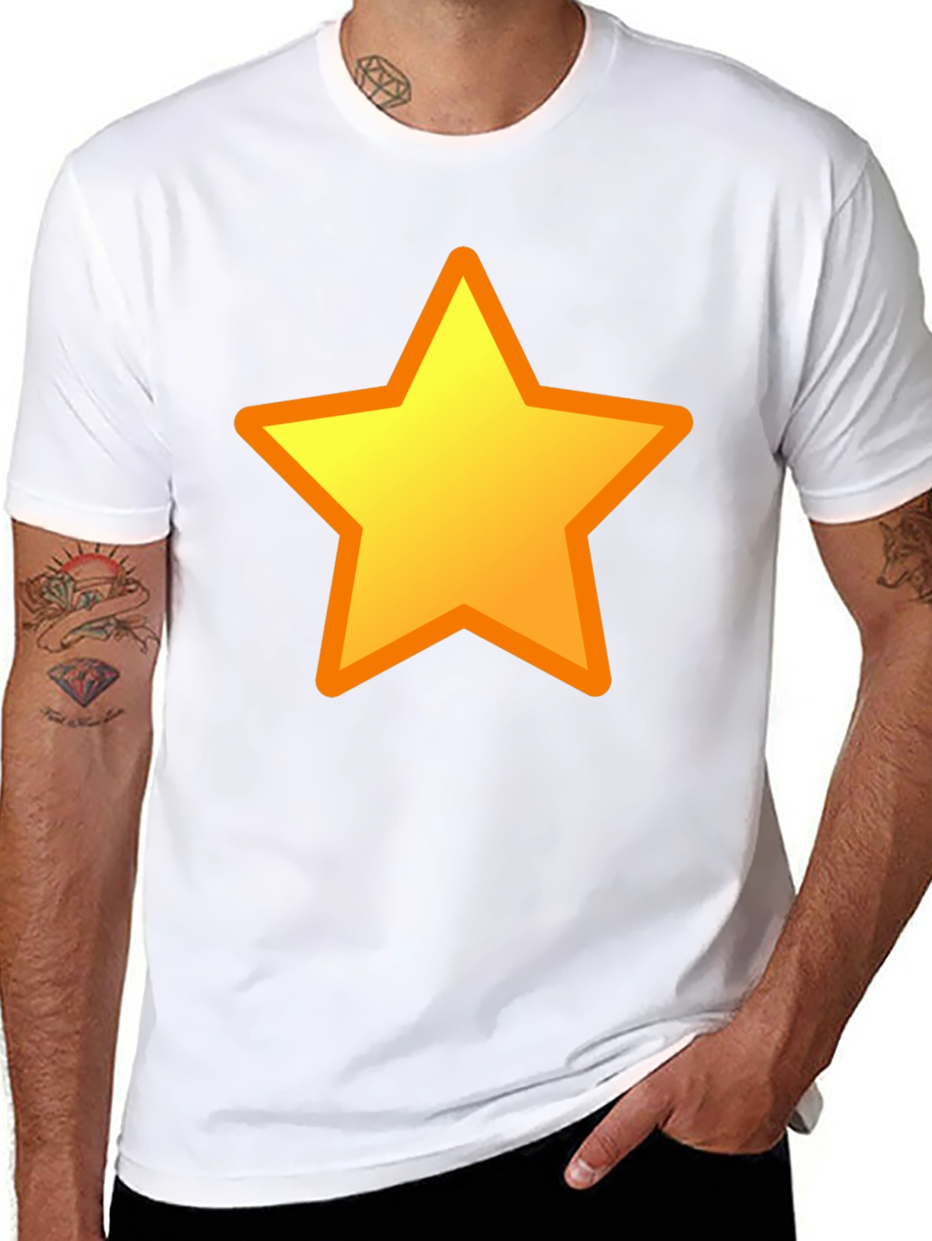 Black T-Shirt with Yellow Star Design