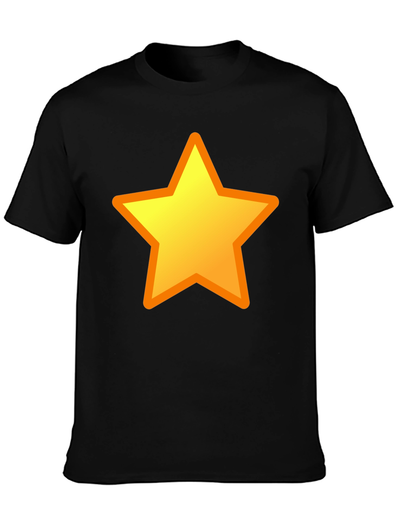 Black T-Shirt with Yellow Star Design