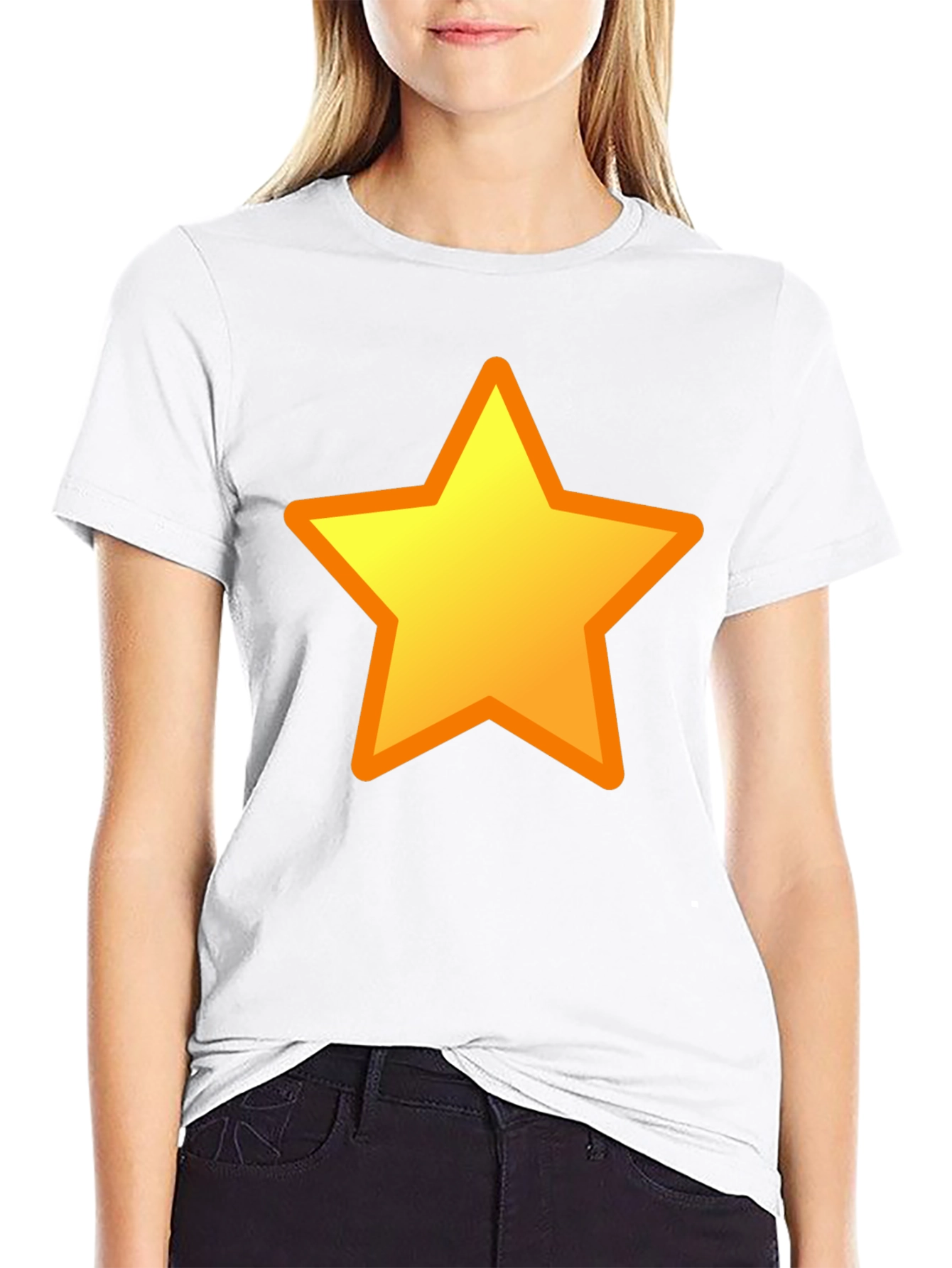 Black T-Shirt with Yellow Star Design