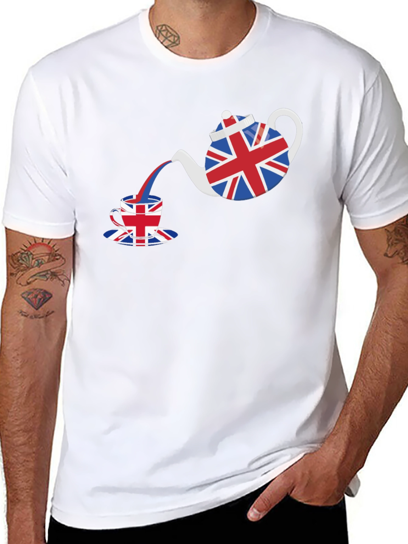British Tea Time T-Shirt - Union Jack Teapot