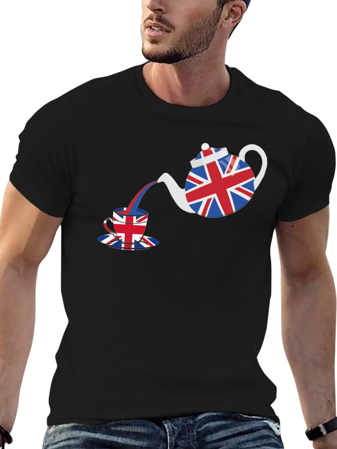British Tea Time T-Shirt - Union Jack Teapot