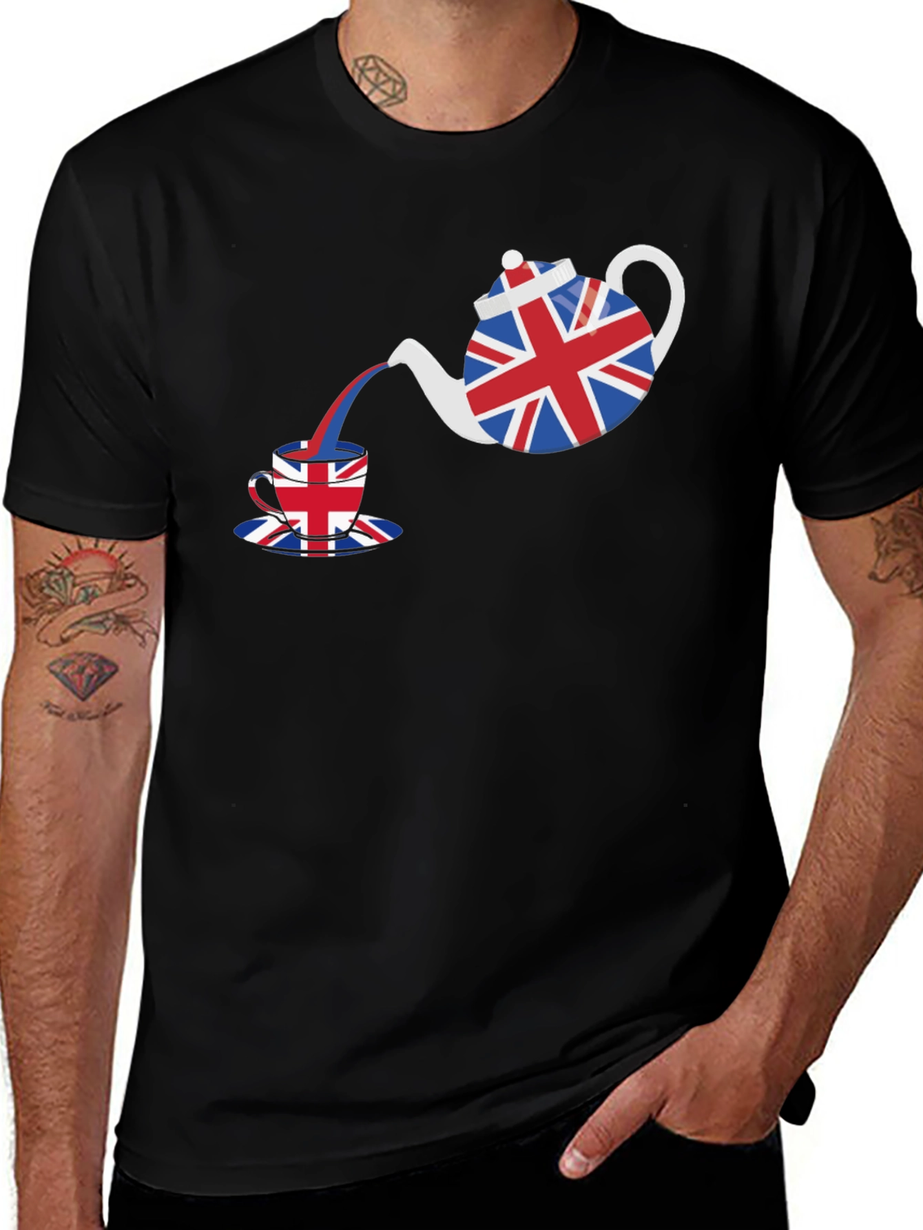 British Tea Time T-Shirt - Union Jack Teapot