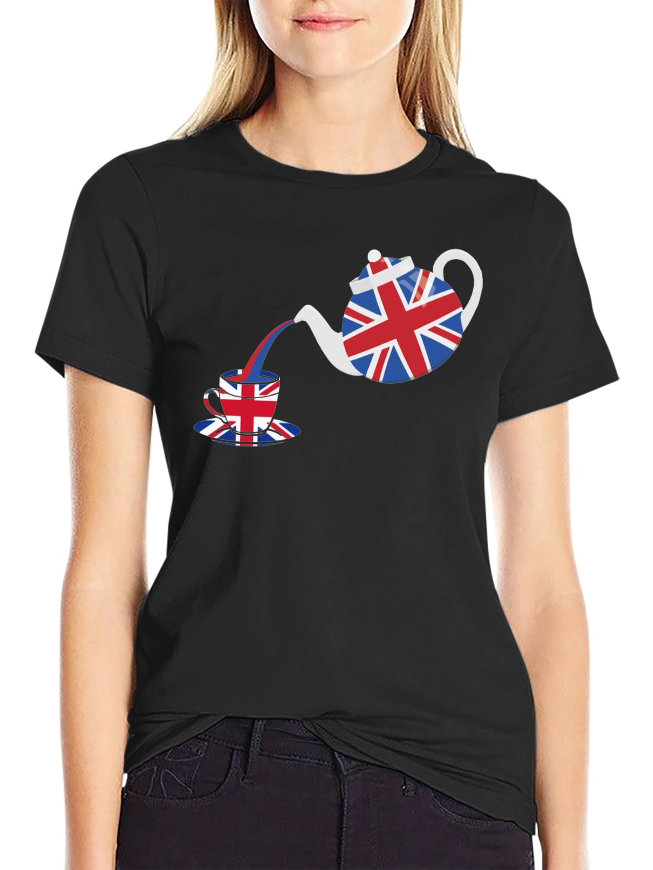British Tea Time T-Shirt - Union Jack Teapot