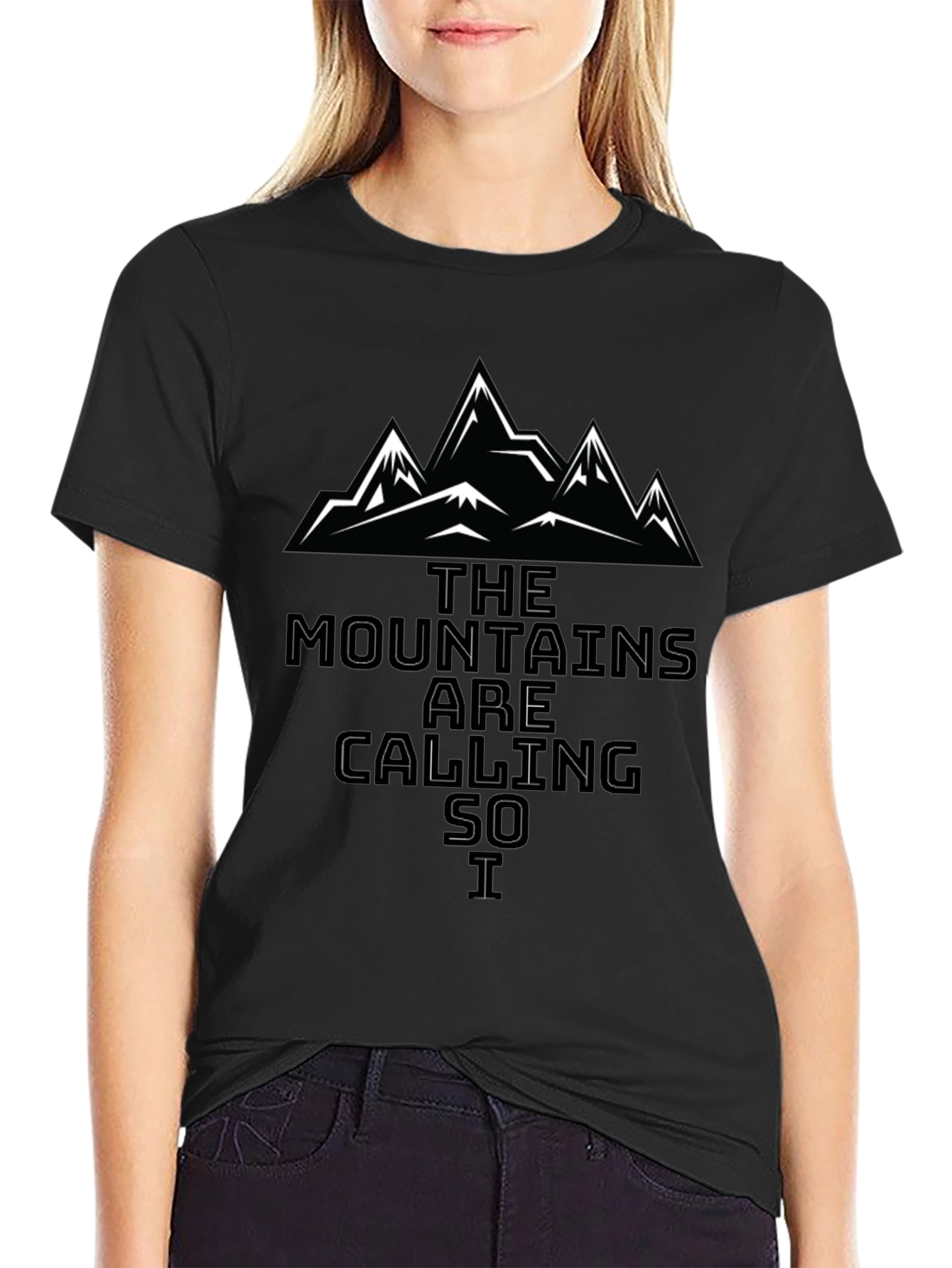 Mountains are Calling Graphic Tee - Black