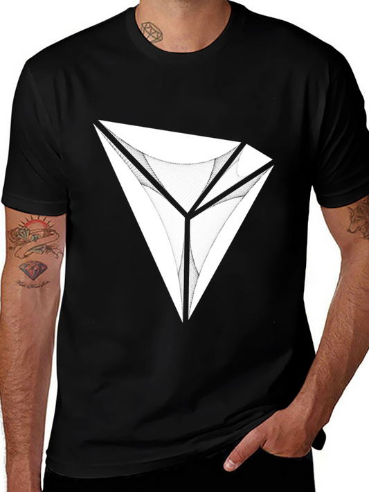 Abstract Diamond Graphic Tee - Modern Black T-Shirt