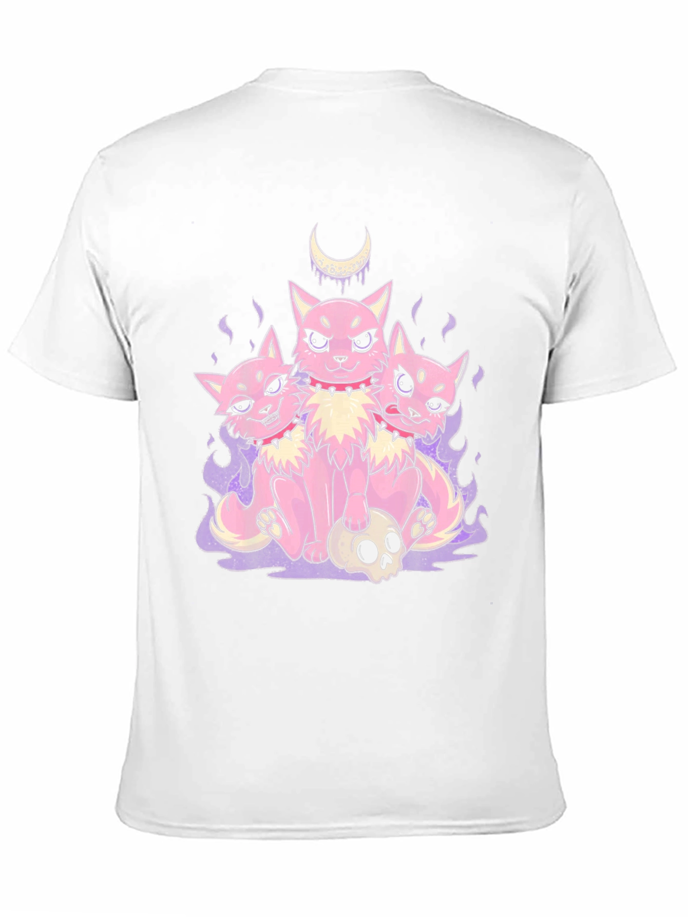 Three-Headed Cat Skull Graphic T-Shirt