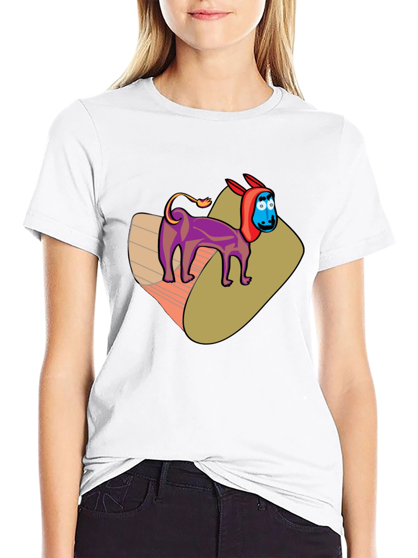 Cartoon Donkey Graphic Tee - Novelty Black T-Shirt