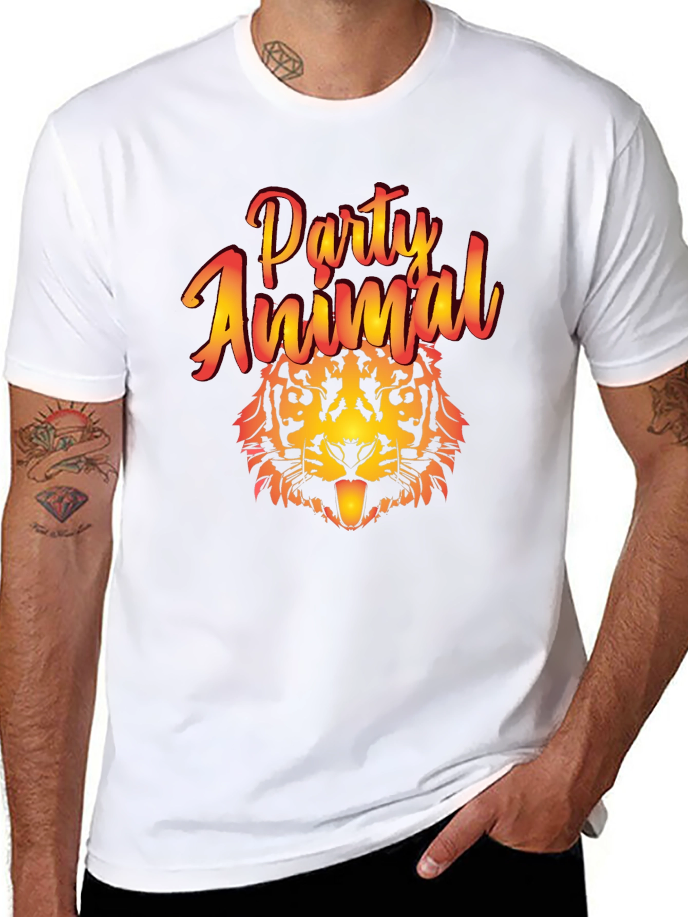 Party Animal Tiger Graphic T-Shirt