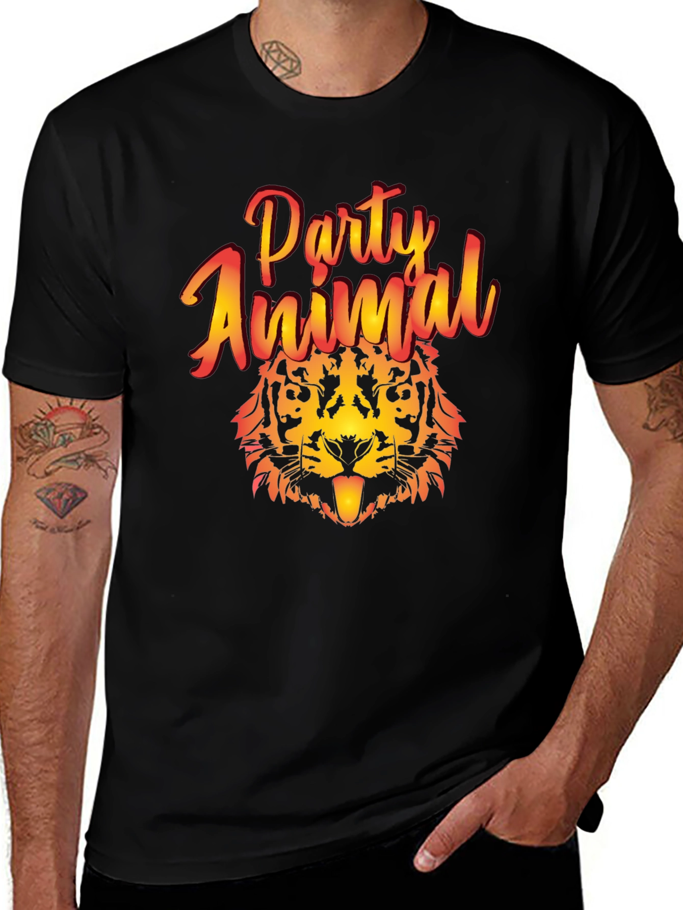 Party Animal Tiger Graphic T-Shirt