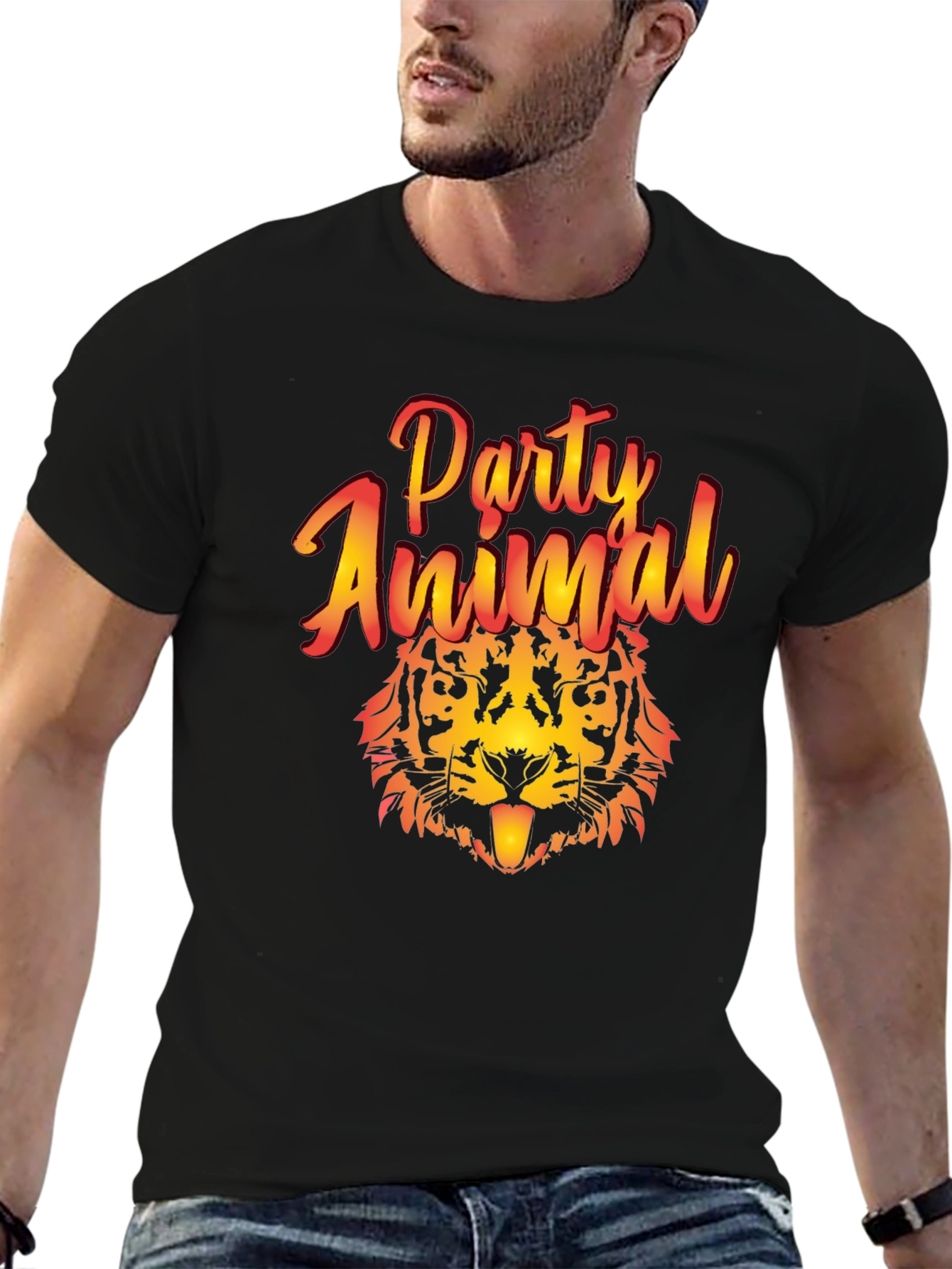 Party Animal Tiger Graphic T-Shirt