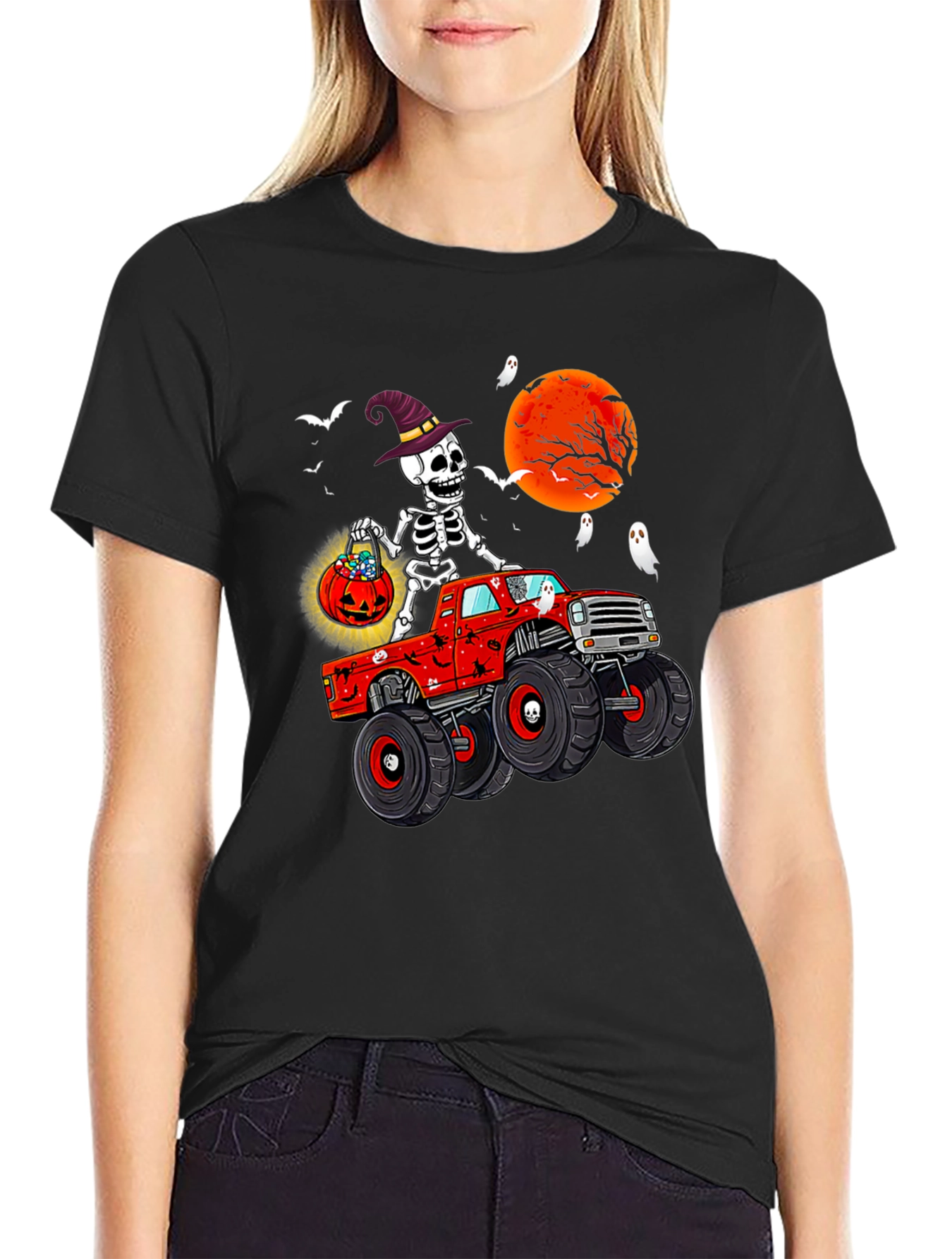 Halloween Skeleton Monster Truck T-Shirt
