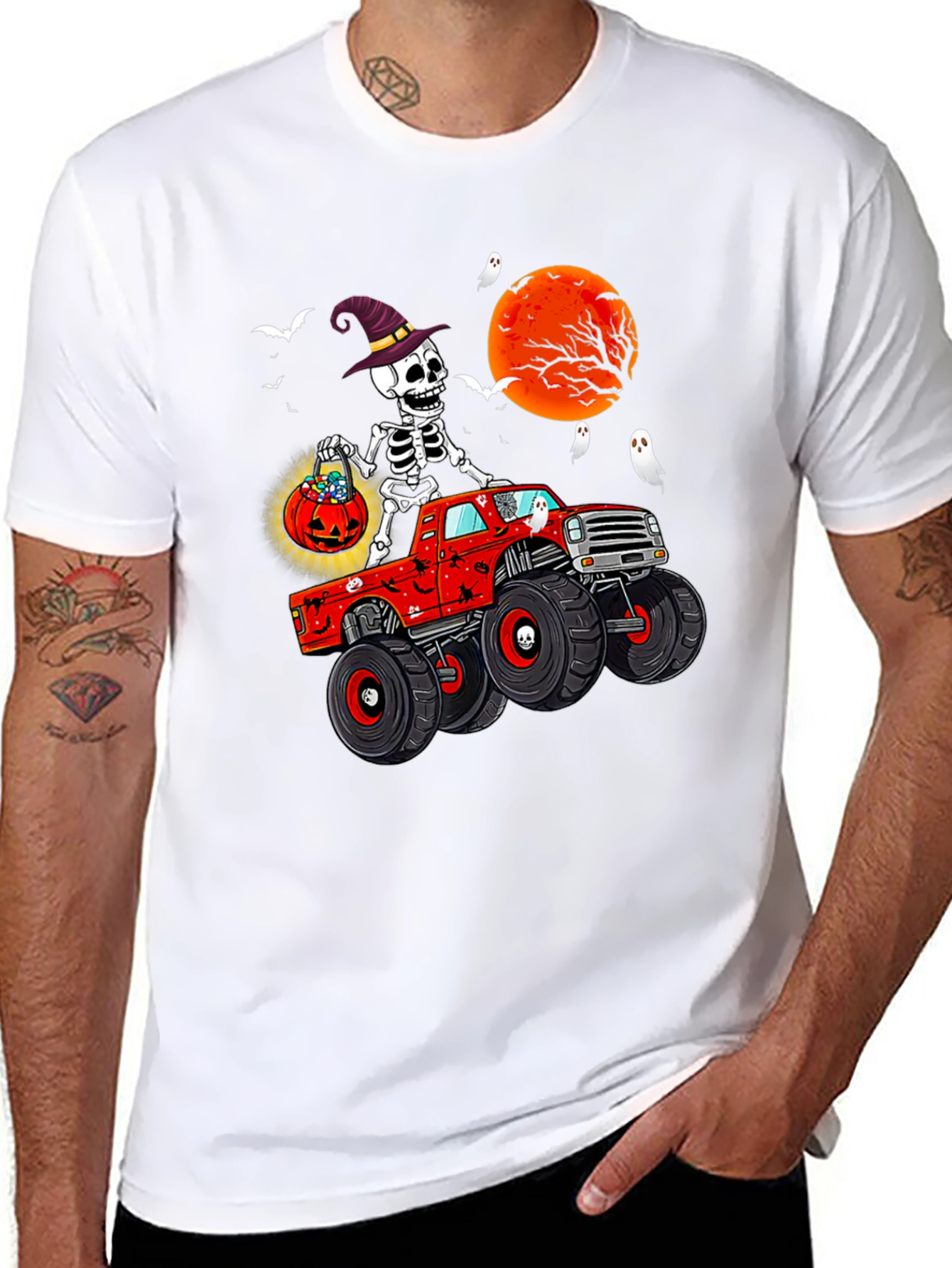 Halloween Skeleton Monster Truck T-Shirt