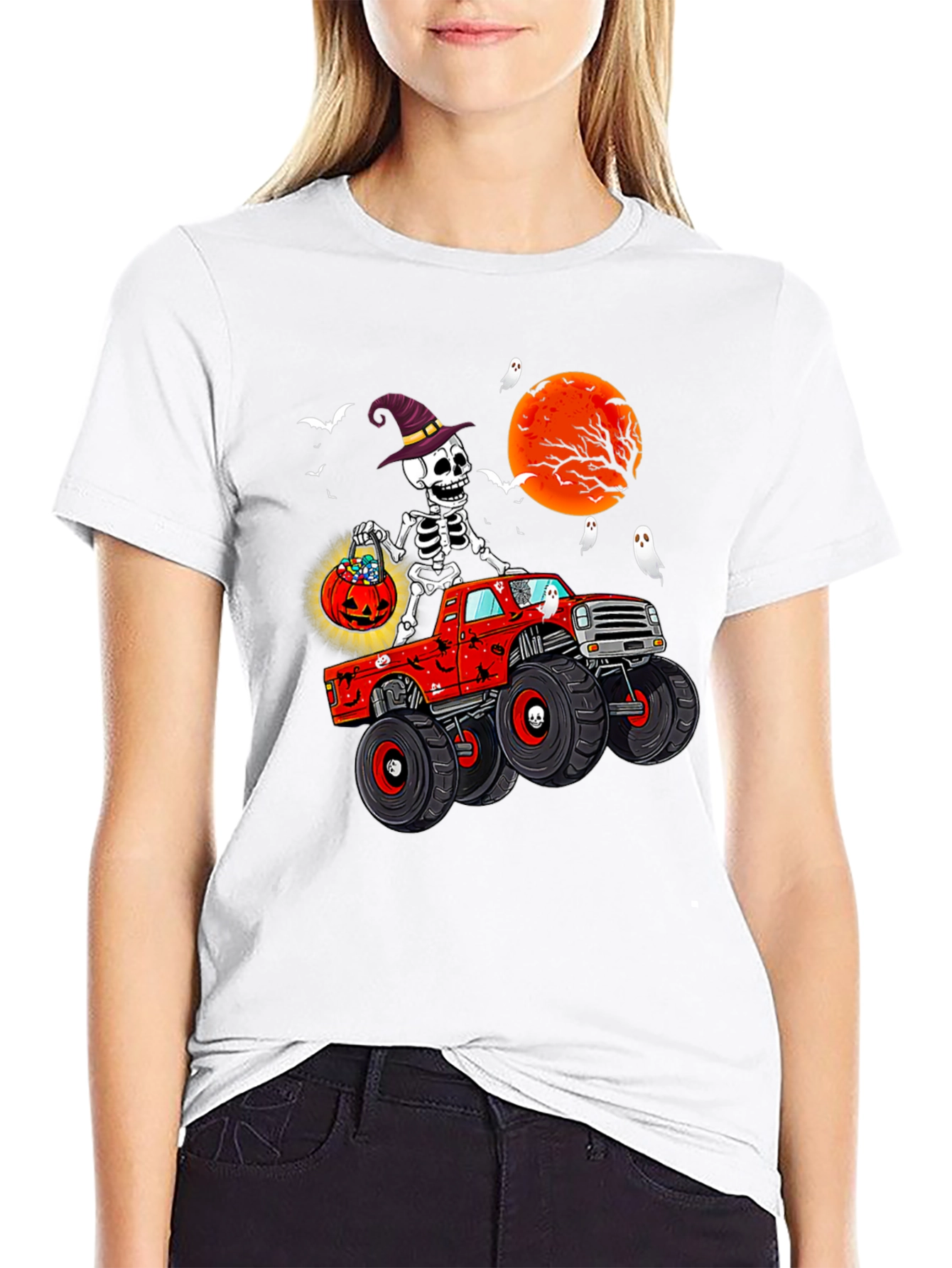 Halloween Skeleton Monster Truck T-Shirt