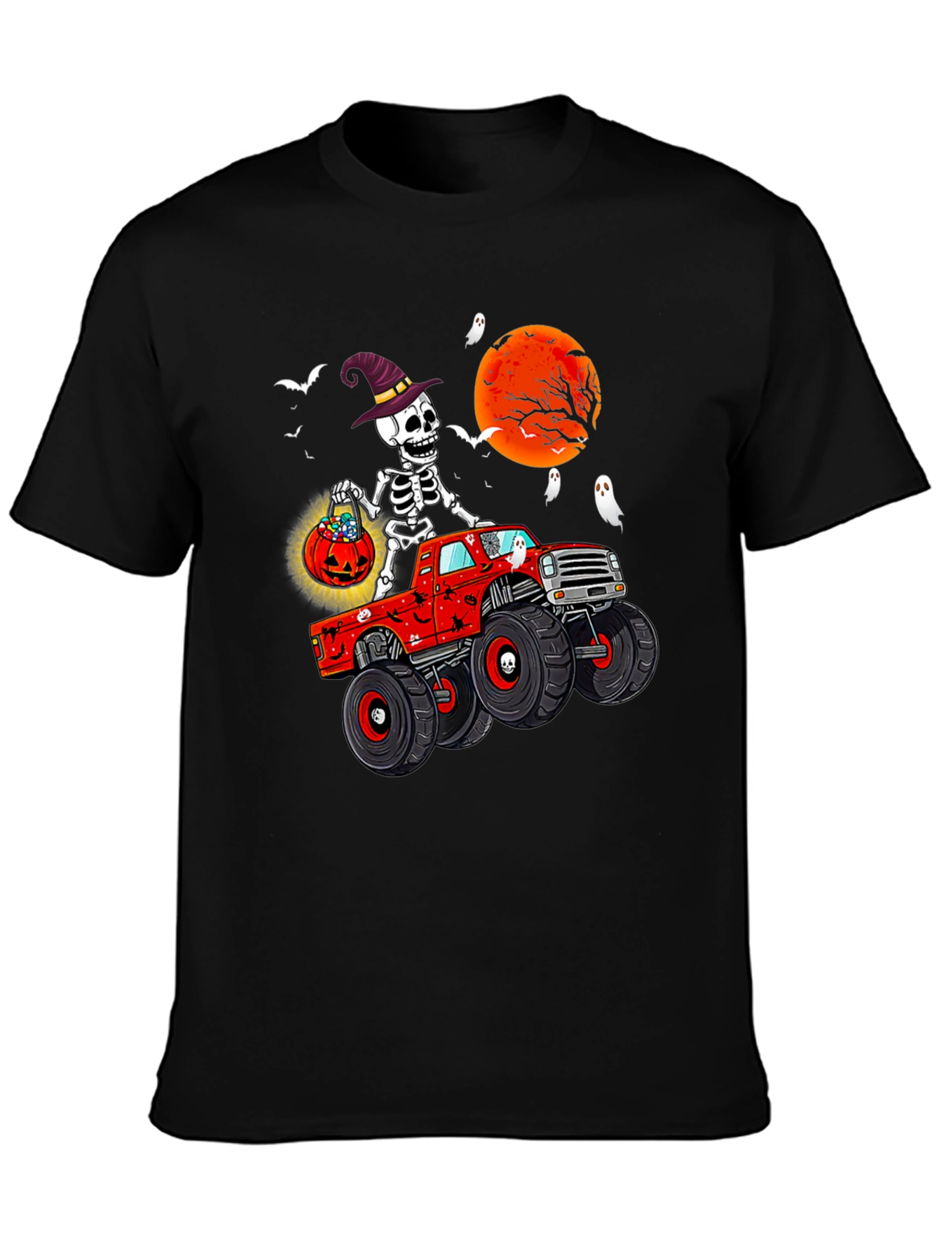 Halloween Skeleton Monster Truck T-Shirt