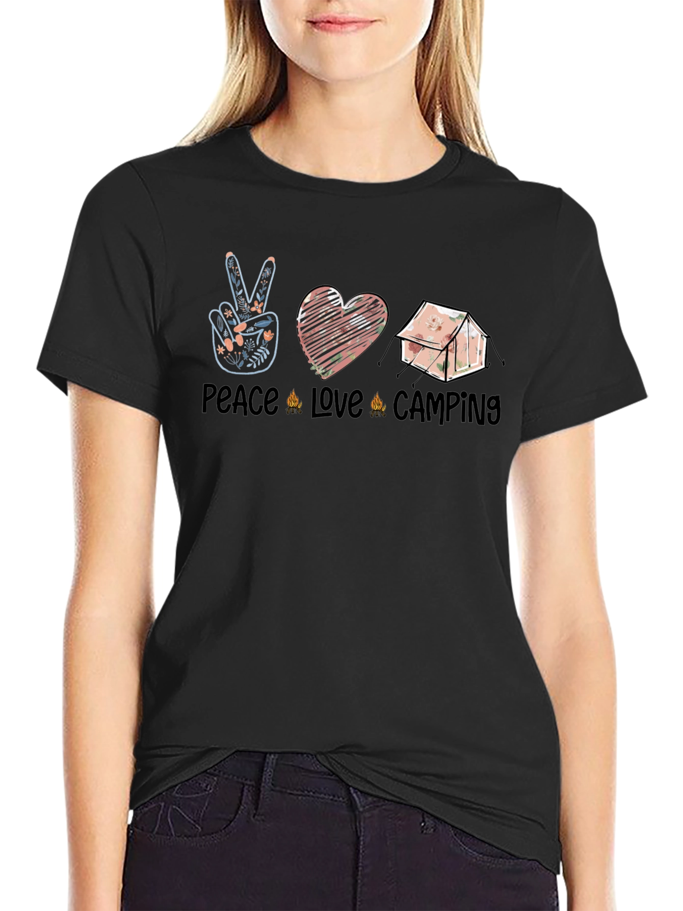 Peace Love Camping Black Graphic Tee