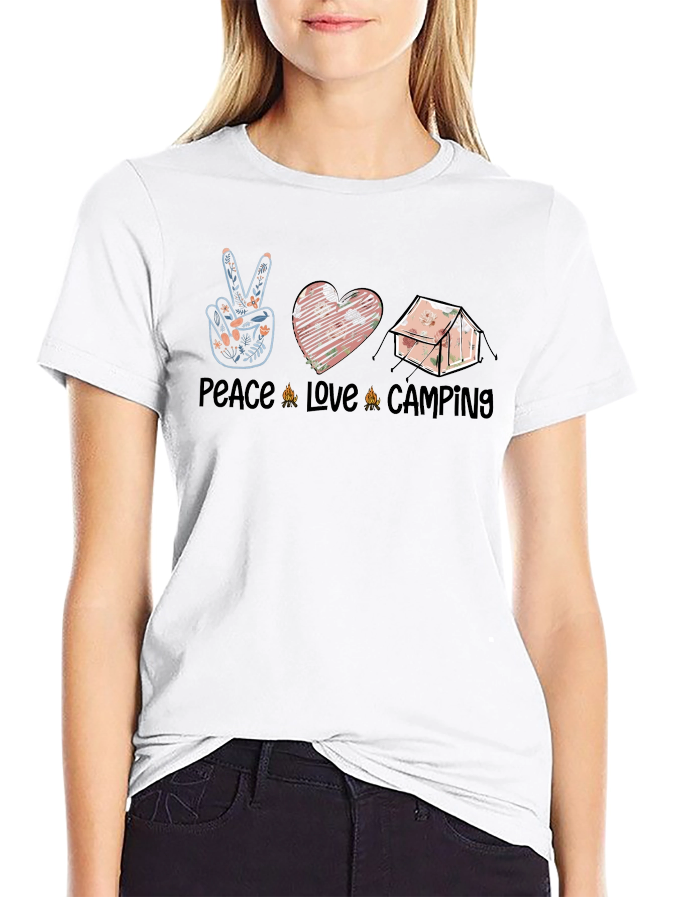 Peace Love Camping Black Graphic Tee