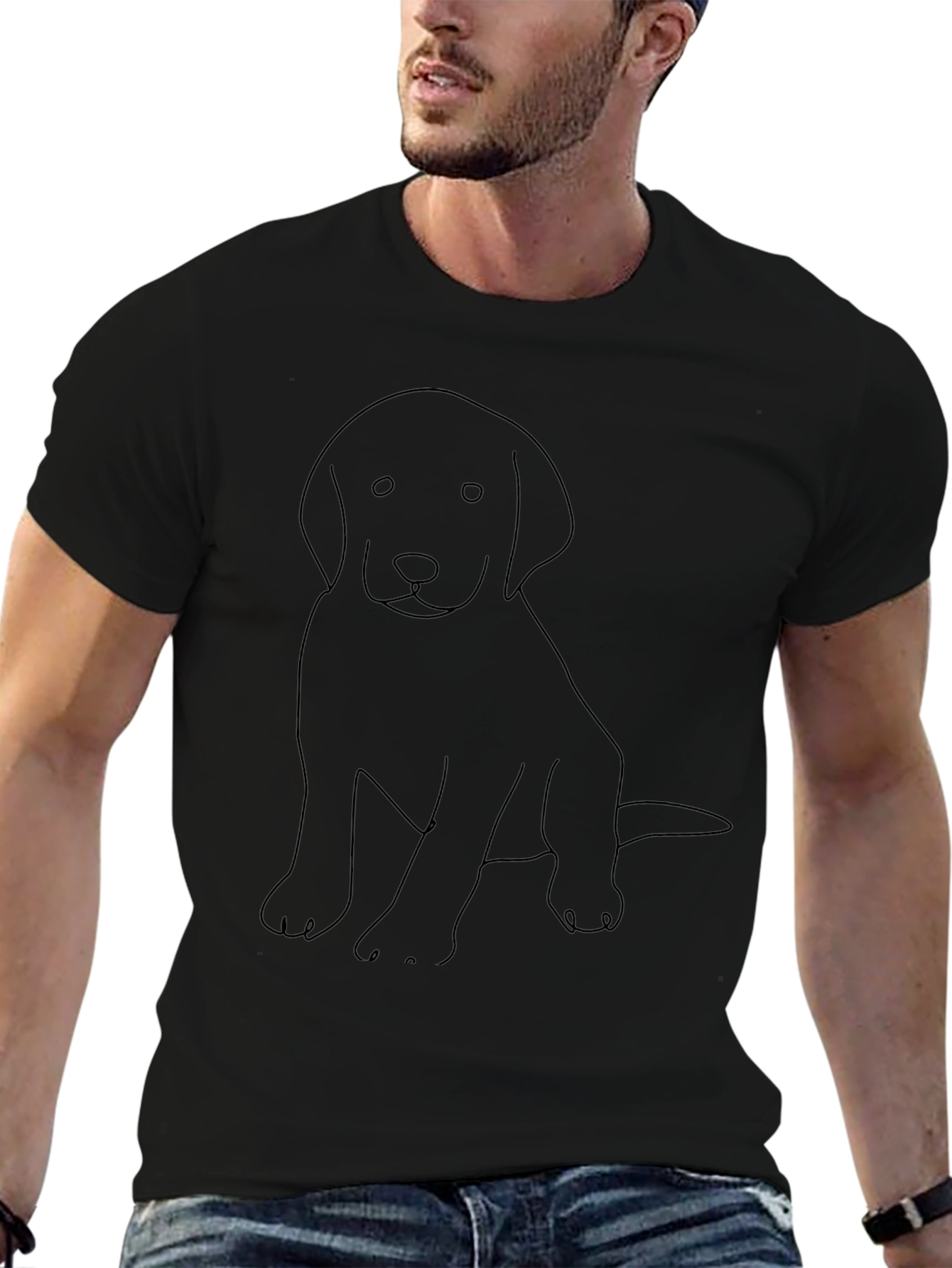 Dog Outline Black T-Shirt