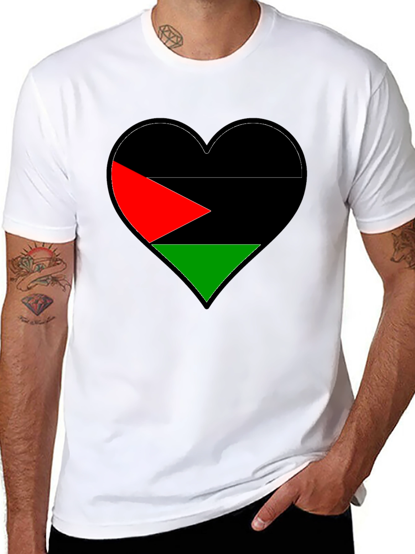 Palestine Flag Heart Graphic T-Shirt